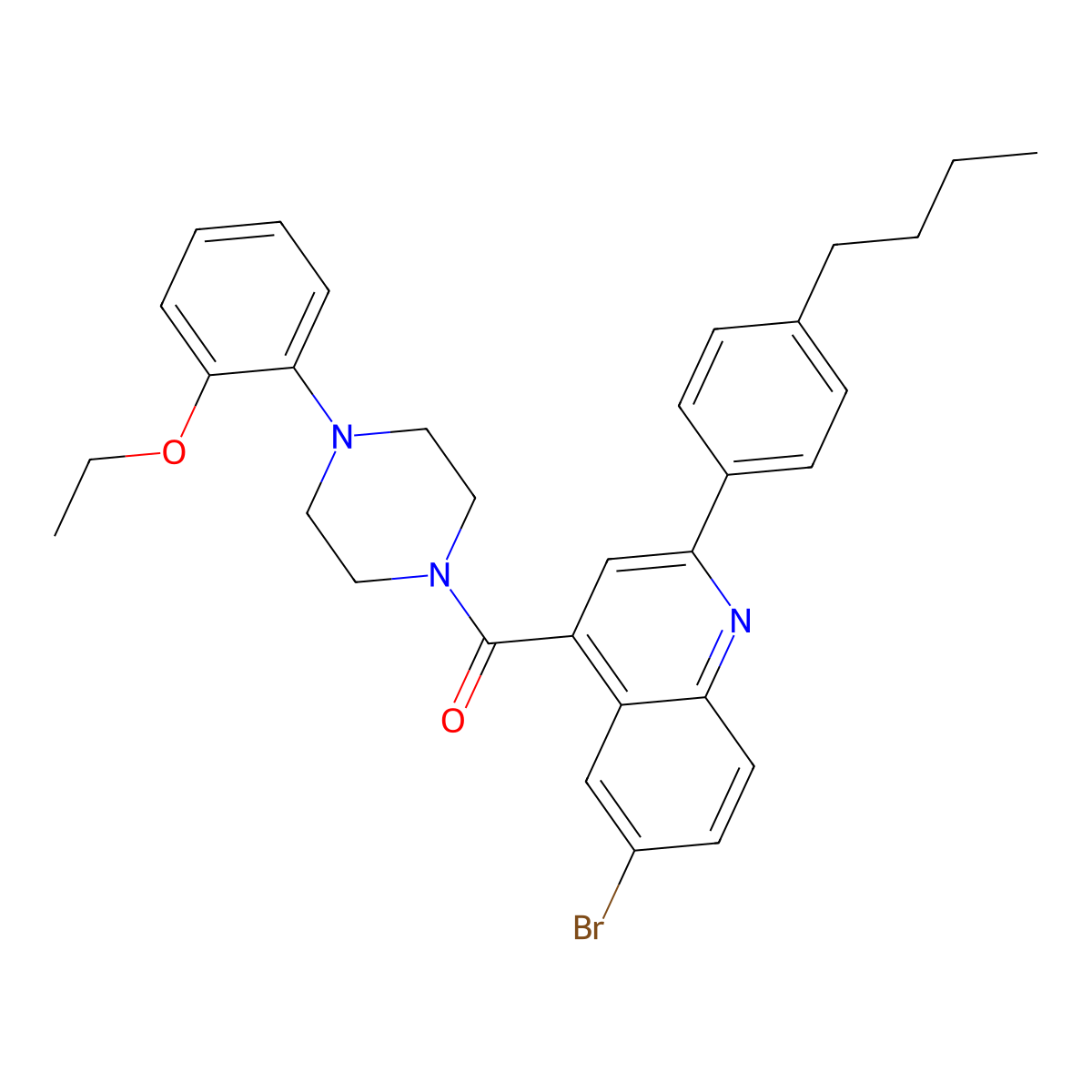 [6-Bromo-2-(4-butylphenyl)quinolin-4-yl]-[4-(2-ethoxyphenyl)piperazin-1-yl]methanone molecular structure, CAS 438198-43-7