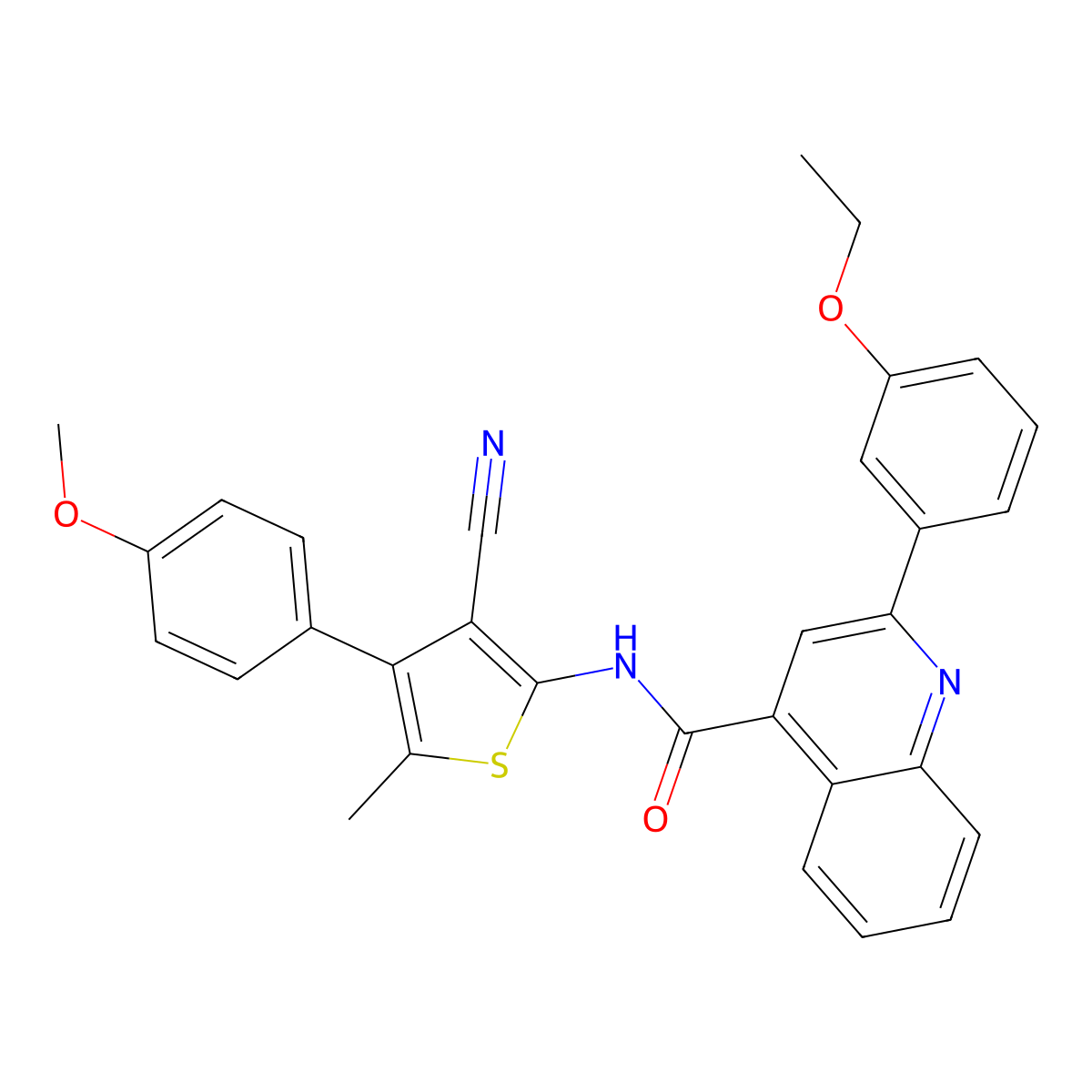 N-[3-cyano-4-(4-methoxyphenyl)-5-methylthiophen-2-yl]-2-(3-ethoxyphenyl)quinoline-4-carboxamide molecular structure, CAS 438198-70-0