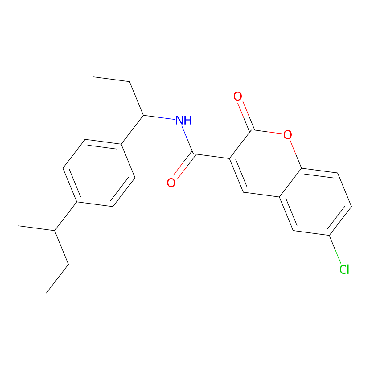 N-[1-(4-butan-2-ylphenyl)propyl]-6-chloro-2-oxochromene-3-carboxamide molecular structure, CAS 438198-73-3
