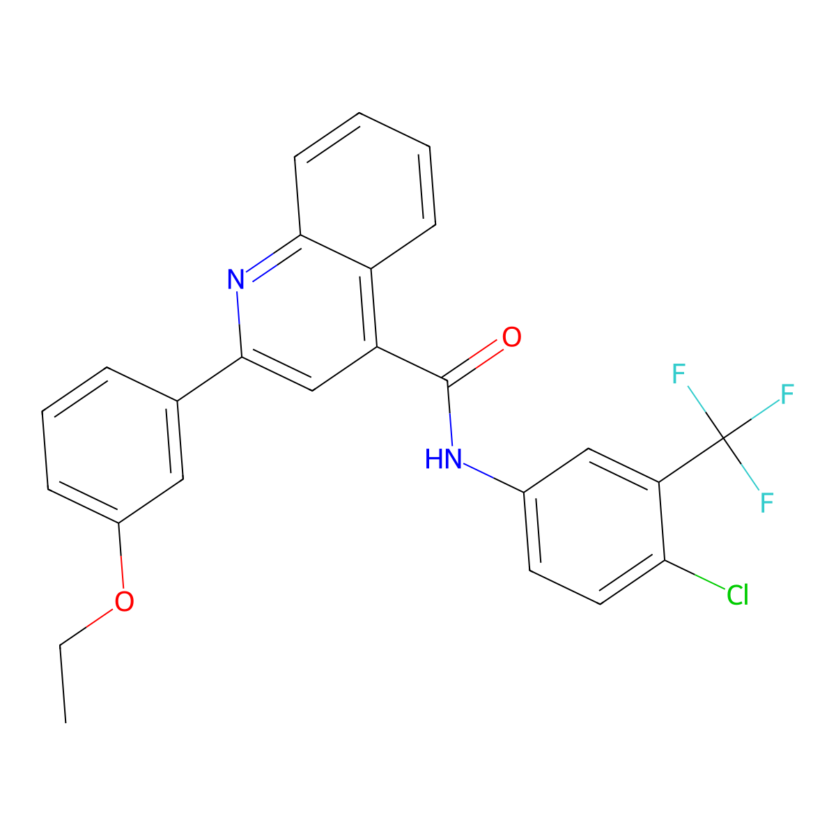 N-[4-chloro-3-(trifluoromethyl)phenyl]-2-(3-ethoxyphenyl)quinoline-4-carboxamide molecular structure, CAS 438198-77-7