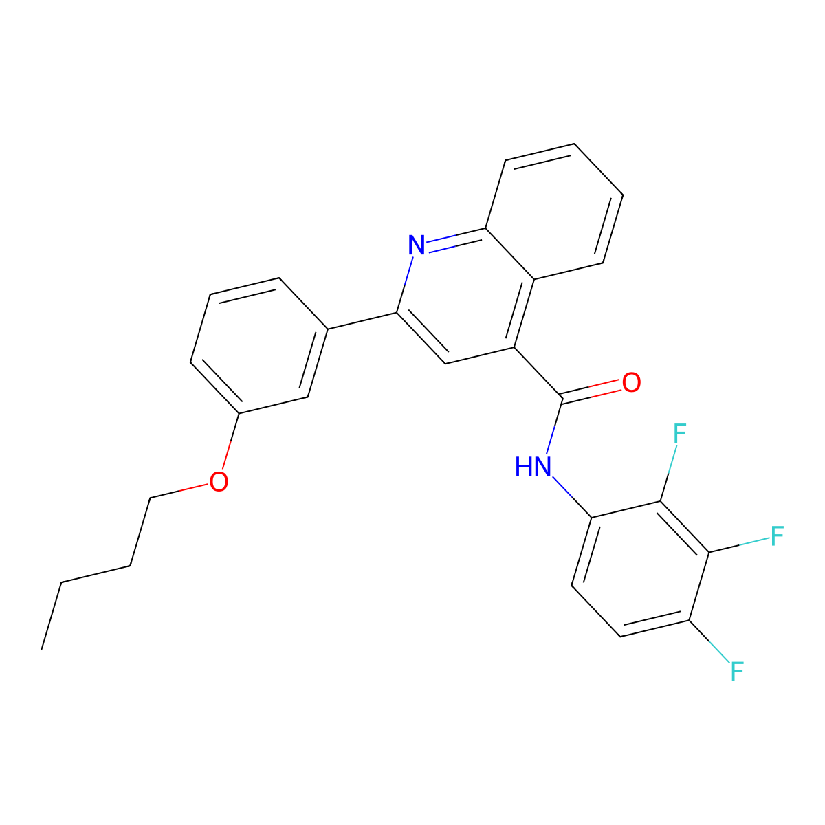 2-(3-butoxyphenyl)-N-(2,3,4-trifluorophenyl)quinoline-4-carboxamide molecular structure, CAS 438198-97-1