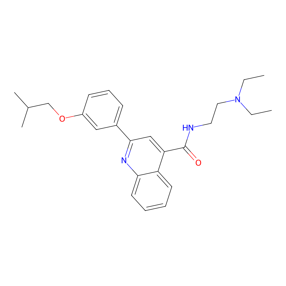 N-[2-(diethylamino)ethyl]-2-[3-(2-methylpropoxy)phenyl]quinoline-4-carboxamide molecular structure, CAS 438199-10-1