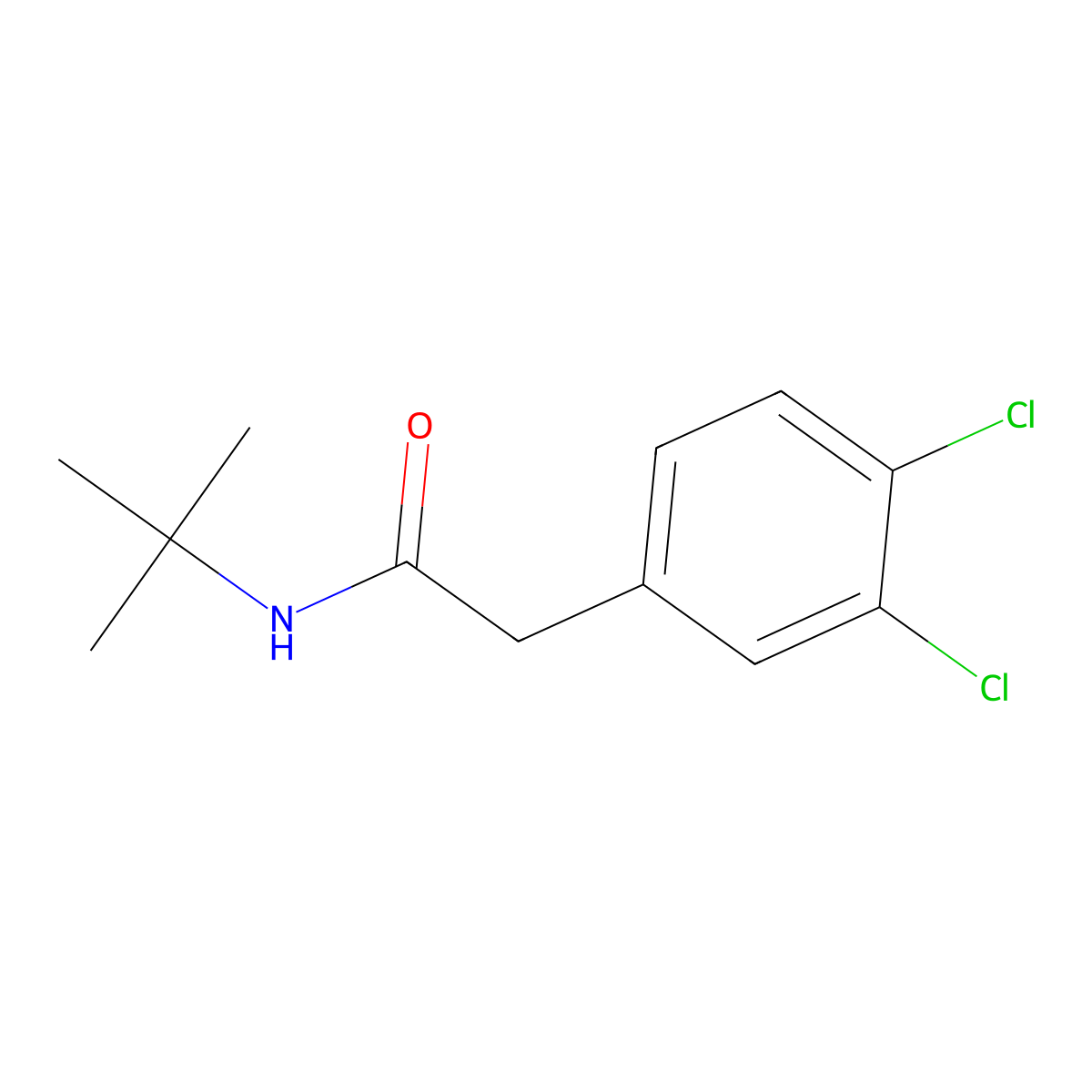 N-tert-butyl-2-(3,4-dichlorophenyl)acetamide molecular structure, CAS 438199-33-8
