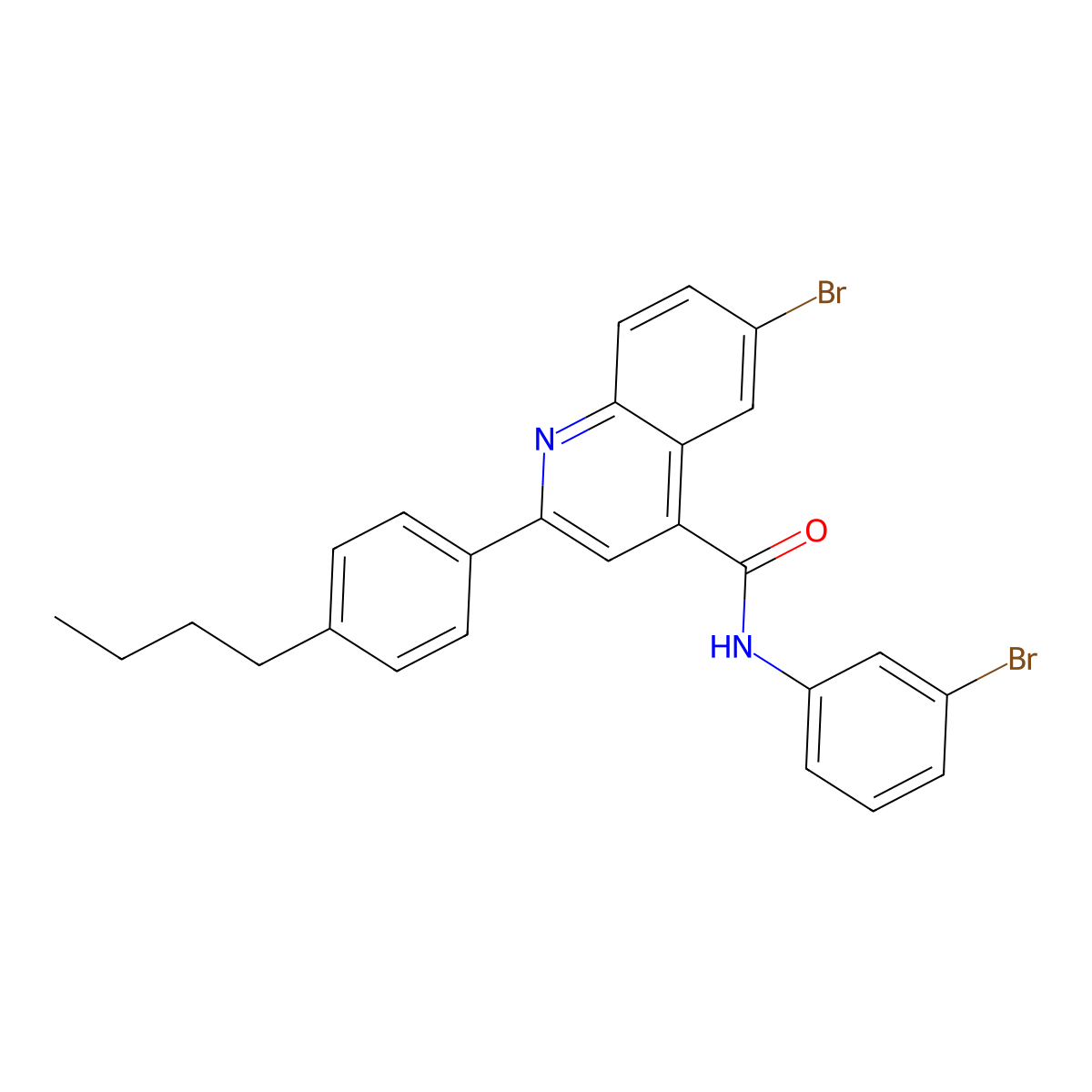 6-bromo-N-(3-bromophenyl)-2-(4-butylphenyl)quinoline-4-carboxamide molecular structure, CAS 438199-41-8