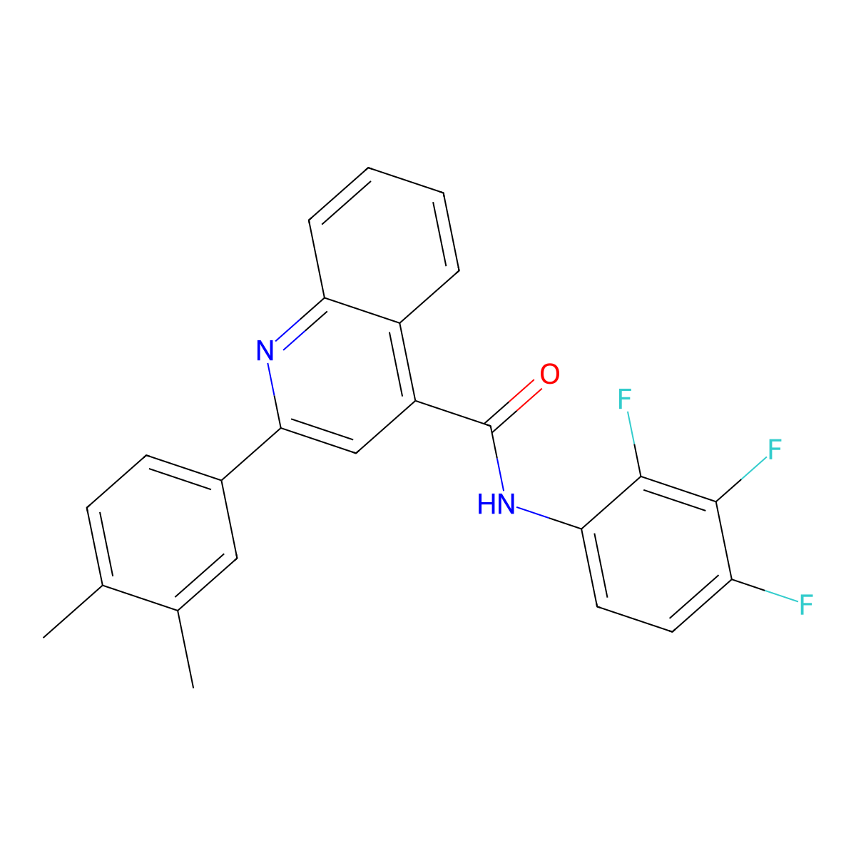 2-(3,4-dimethylphenyl)-N-(2,3,4-trifluorophenyl)quinoline-4-carboxamide molecular structure, CAS 438199-43-0