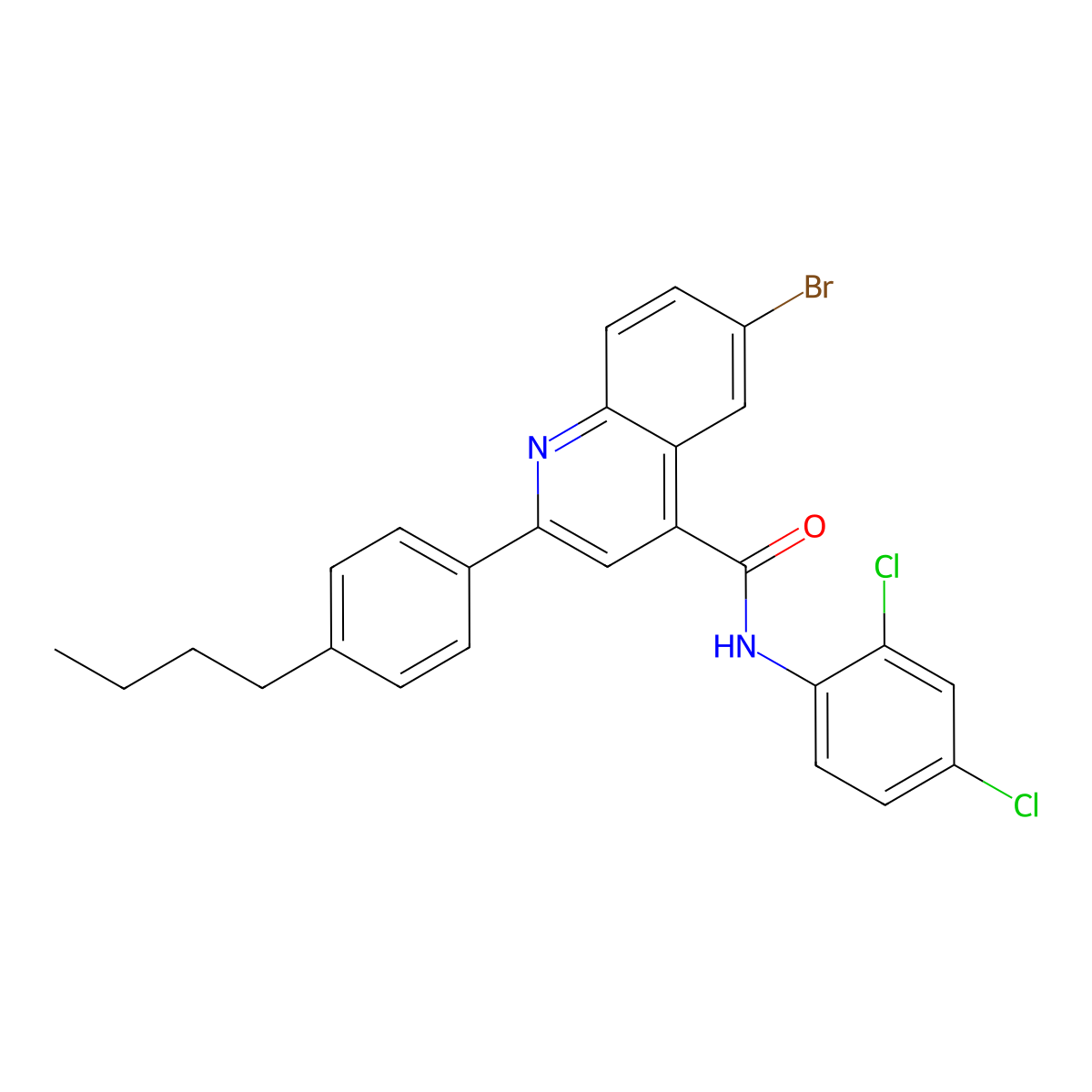 6-bromo-2-(4-butylphenyl)-N-(2,4-dichlorophenyl)-4-quinolinecarboxamide molecular structure, CAS 438199-50-9