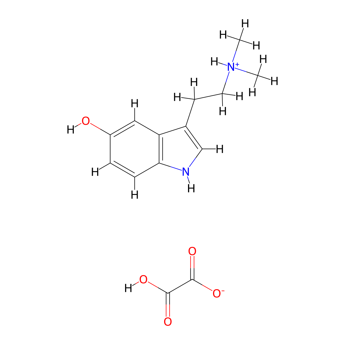 1H-Indol-5-OL, 3-(2-(dimethylamino)ethyl)-, bioxalate molecular structure, CAS 4382-50-7