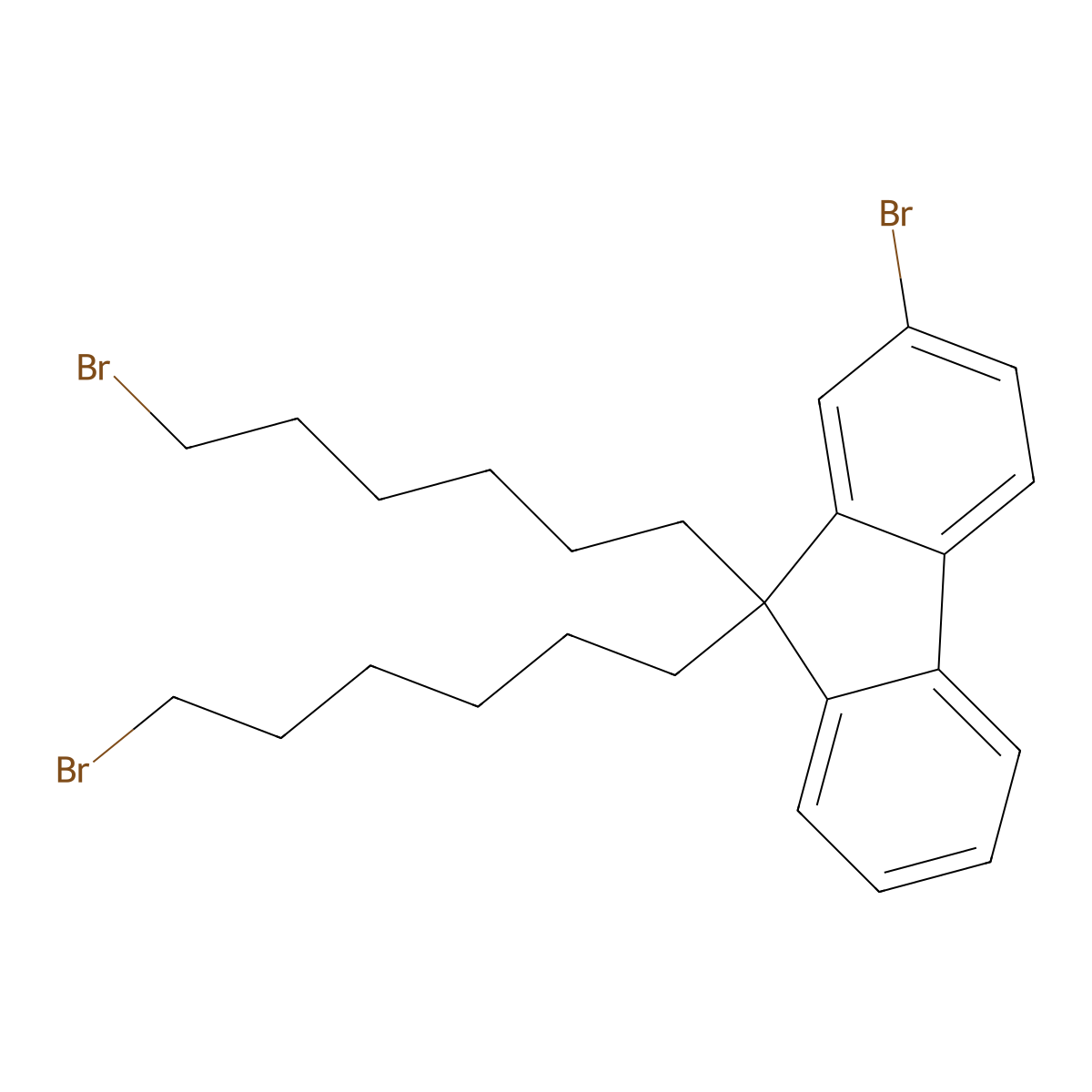 2-Bromo-9,9-bis(6-bromohexyl)-9H-fluorene molecular structure, CAS 438201-29-7