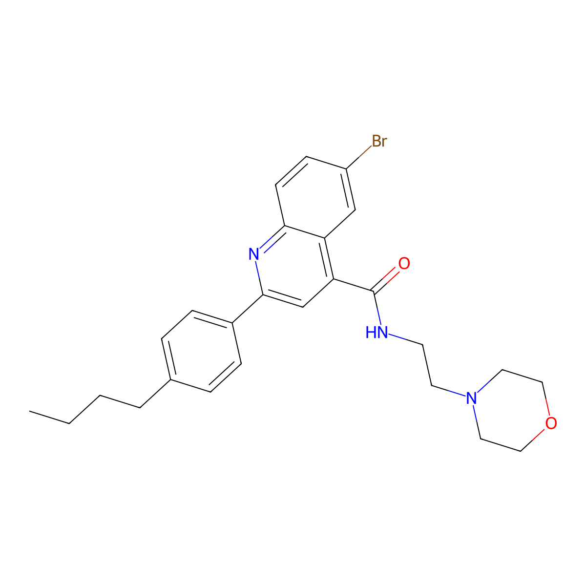 6-bromo-2-(4-butylphenyl)-N-(2-morpholin-4-ylethyl)quinoline-4-carboxamide molecular structure, CAS 438211-11-1