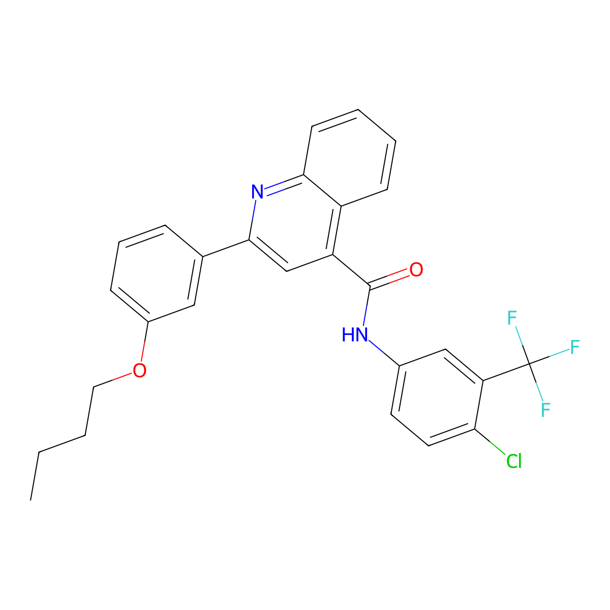 2-(3-butoxyphenyl)-N-[4-chloro-3-(trifluoromethyl)phenyl]quinoline-4-carboxamide molecular structure, CAS 438211-15-5