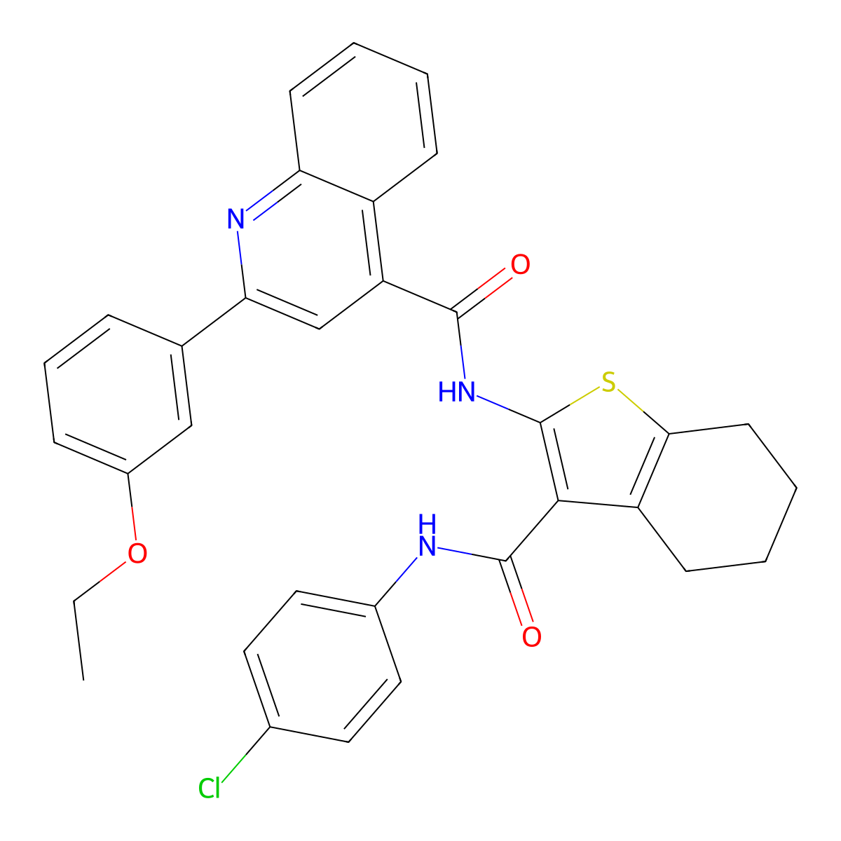 N-{3-[(4-chloroanilino)carbonyl]-4,5,6,7-tetrahydro-1-benzothien-2-yl}-2-(3-ethoxyphenyl)-4-quinolinecarboxamide molecular structure, CAS 438211-24-6
