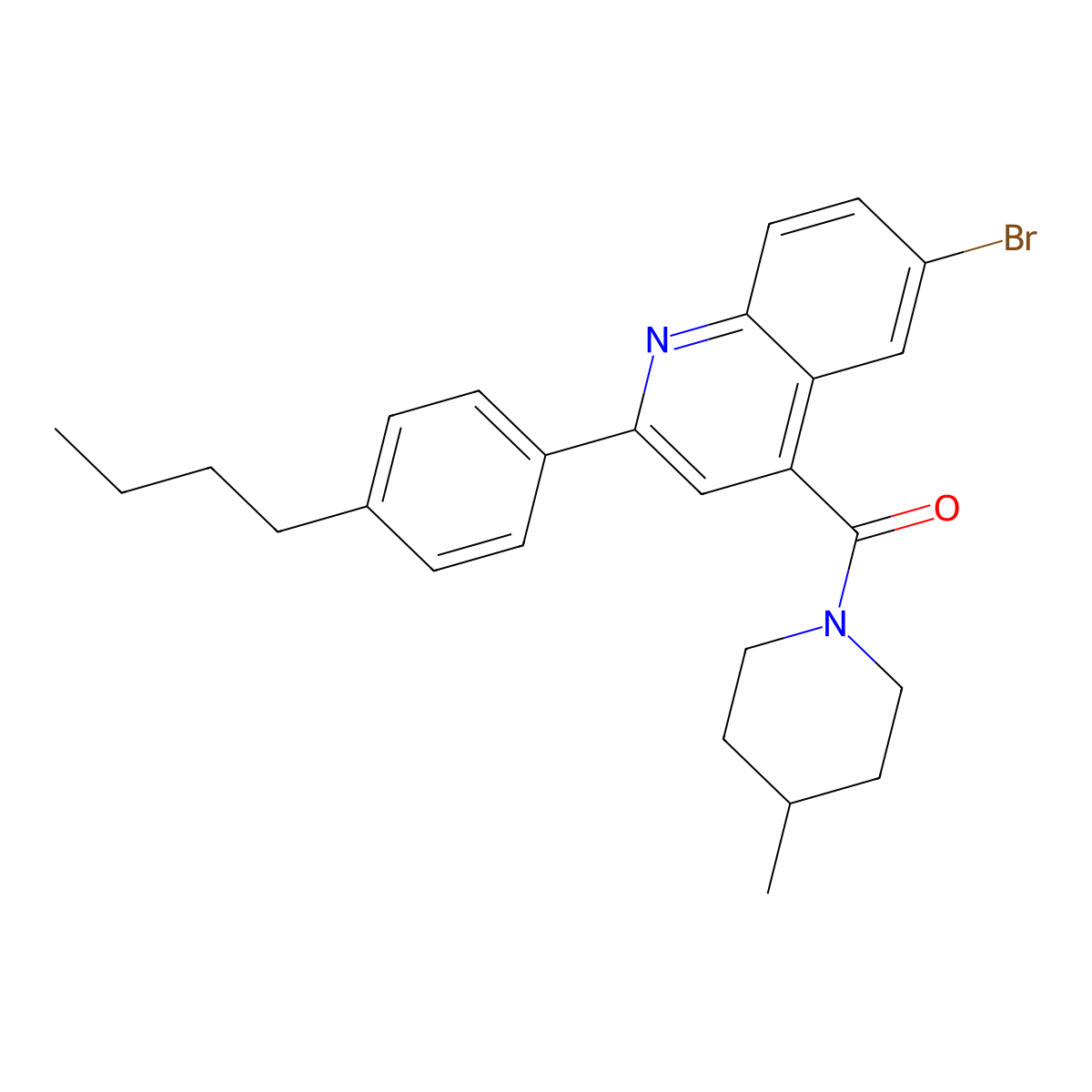 [6-Bromo-2-(4-butylphenyl)quinolin-4-yl]-(4-methylpiperidin-1-yl)methanone molecular structure, CAS 438211-33-7