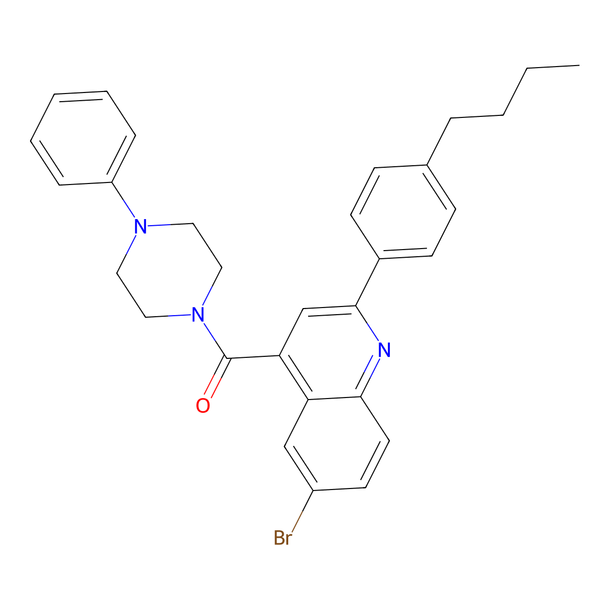 [6-Bromo-2-(4-butylphenyl)quinolin-4-yl]-(4-phenylpiperazin-1-yl)methanone molecular structure, CAS 438211-42-8