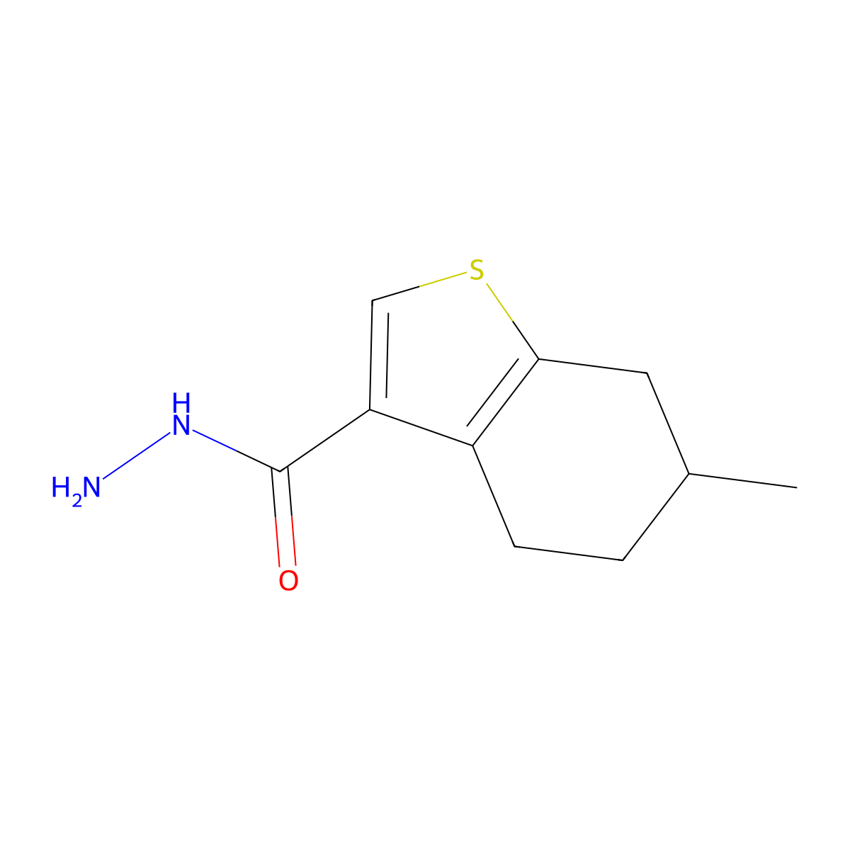 6-Methyl-4,5,6,7-tetrahydro-1-benzothiophene-3-carbohydrazide molecular structure, CAS 438211-60-0