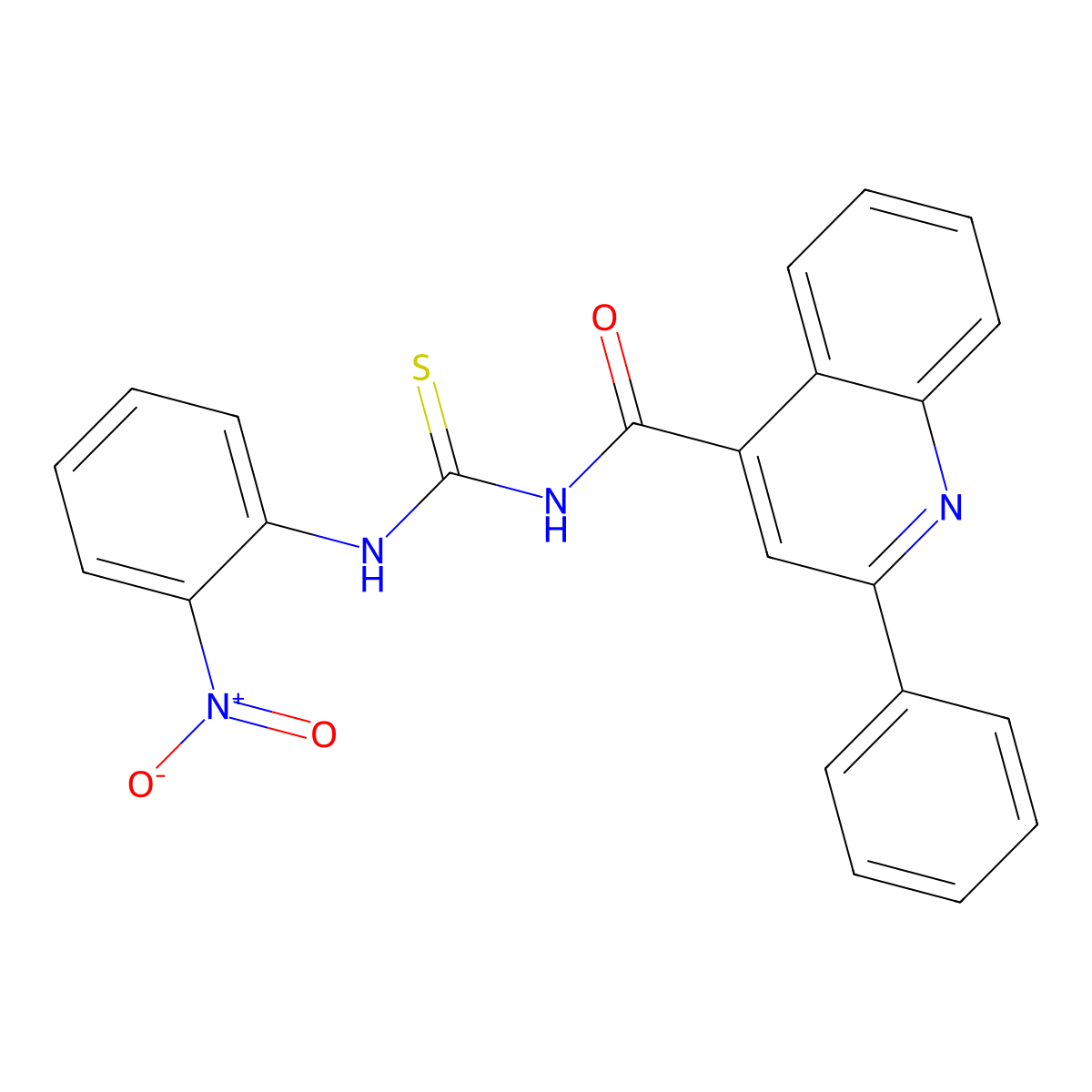 N-[(2-nitrophenyl)carbamothioyl]-2-phenylquinoline-4-carboxamide molecular structure, CAS 438211-62-2