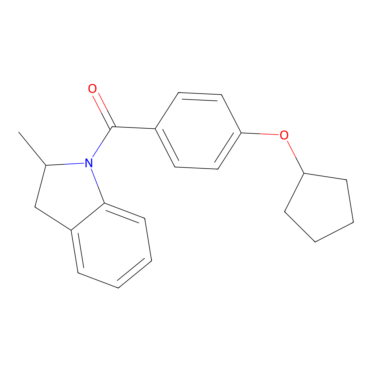 (4-Cyclopentyloxyphenyl)-(2-methyl-2,3-dihydroindol-1-yl)methanone molecular structure, CAS 438211-82-6