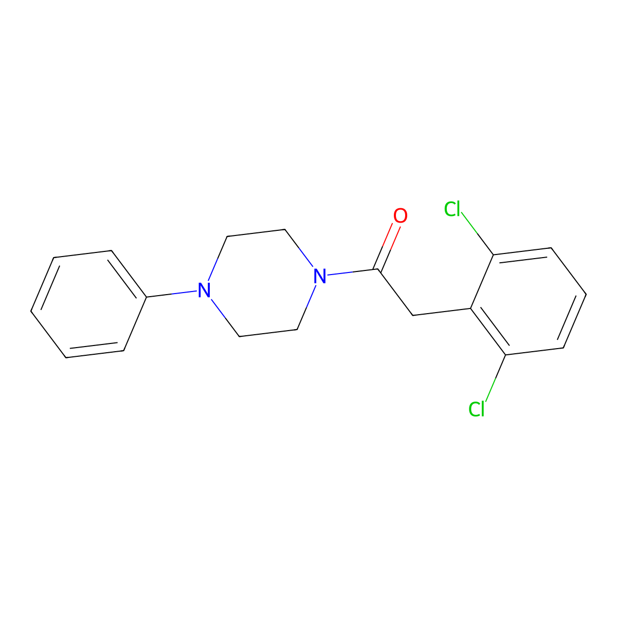 2-(2,6-Dichlorophenyl)-1-(4-phenylpiperazin-1-yl)ethanone molecular structure, CAS 438211-85-9