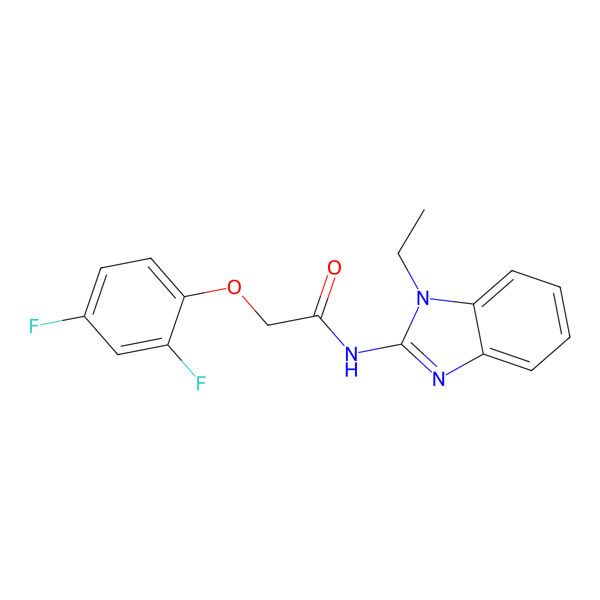 2-(2,4-difluorophenoxy)-N-(1-ethylbenzimidazol-2-yl)acetamide molecular structure, CAS 438211-90-6