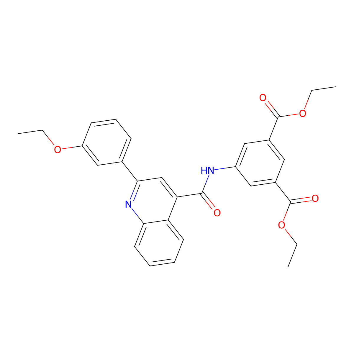 Diethyl 5-({[2-(3-ethoxyphenyl)-4-quinolinyl]carbonyl}amino)isophthalate molecular structure, CAS 438212-02-3