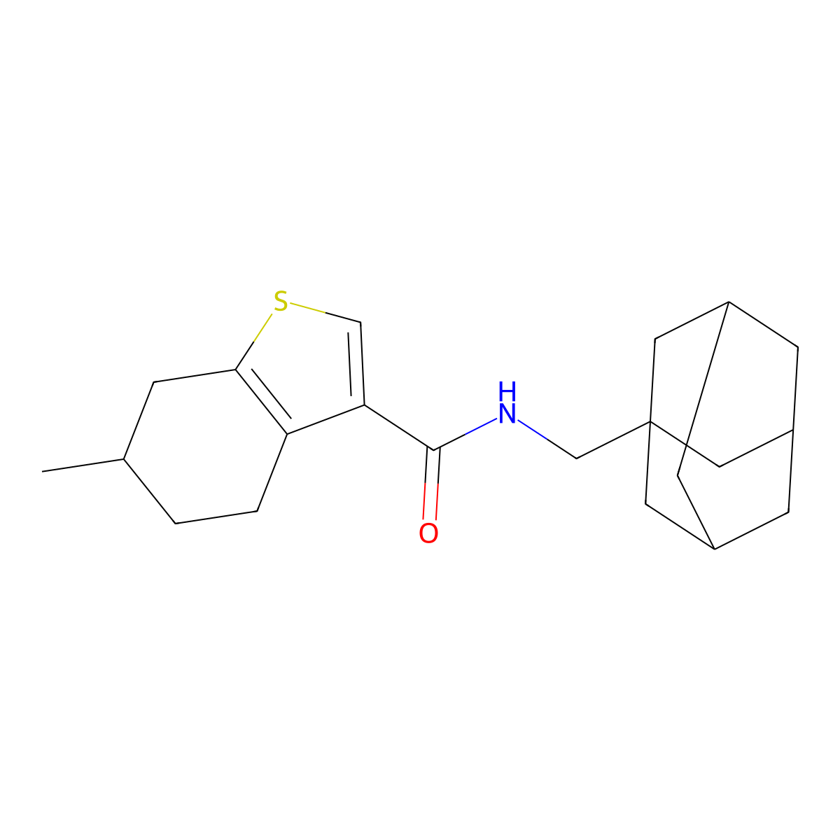 N-(1-adamantylmethyl)-6-methyl-4,5,6,7-tetrahydro-1-benzothiophene-3-carboxamide molecular structure, CAS 438212-05-6