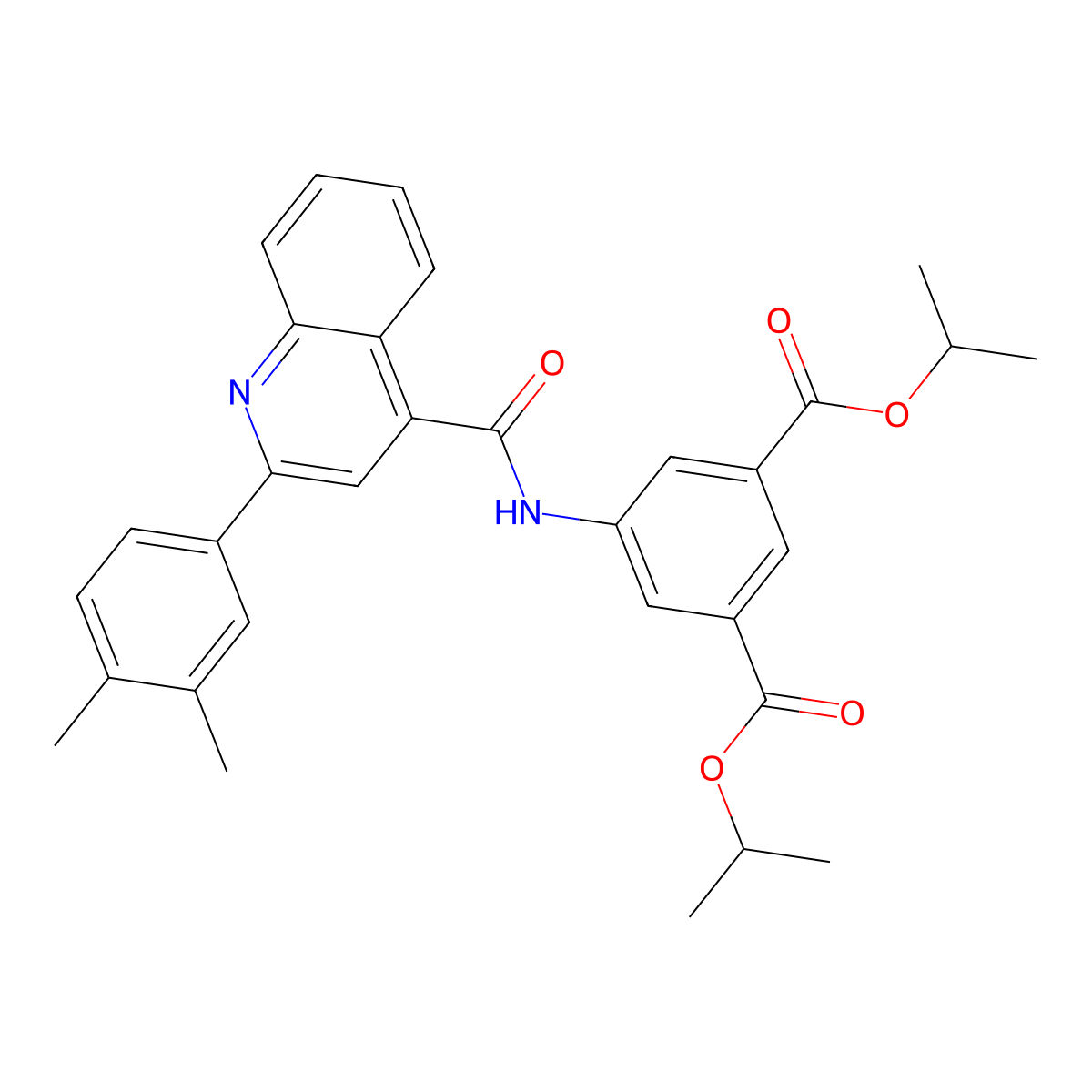 Diisopropyl 5-({[2-(3,4-dimethylphenyl)-4-quinolinyl]carbonyl}amino)isophthalate molecular structure, CAS 438212-18-1