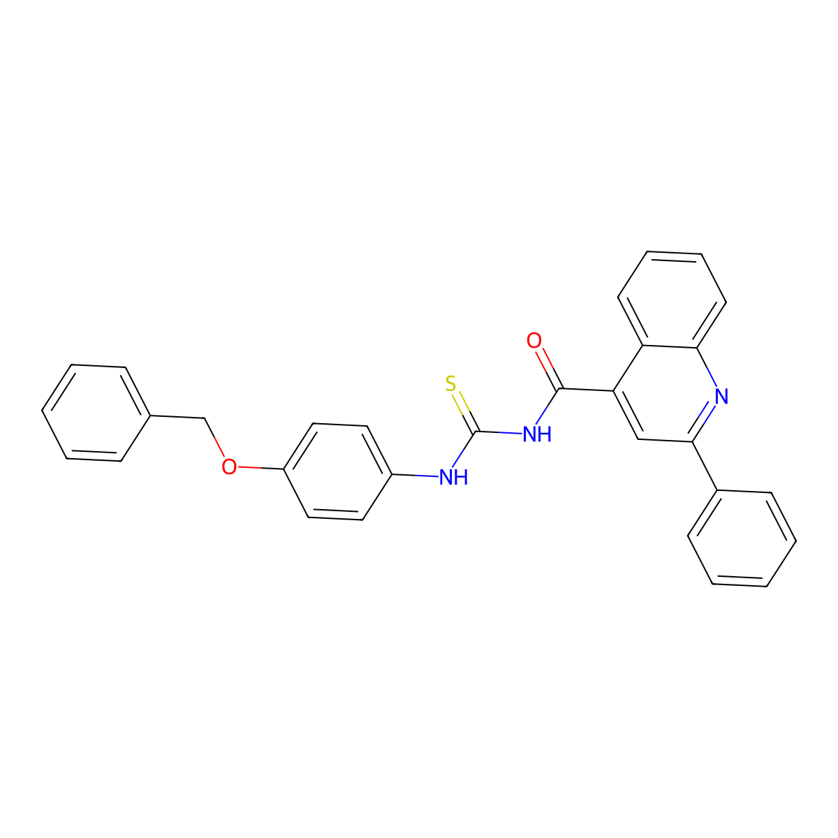 2-phenyl-N-[(4-phenylmethoxyphenyl)carbamothioyl]quinoline-4-carboxamide molecular structure, CAS 438212-21-6