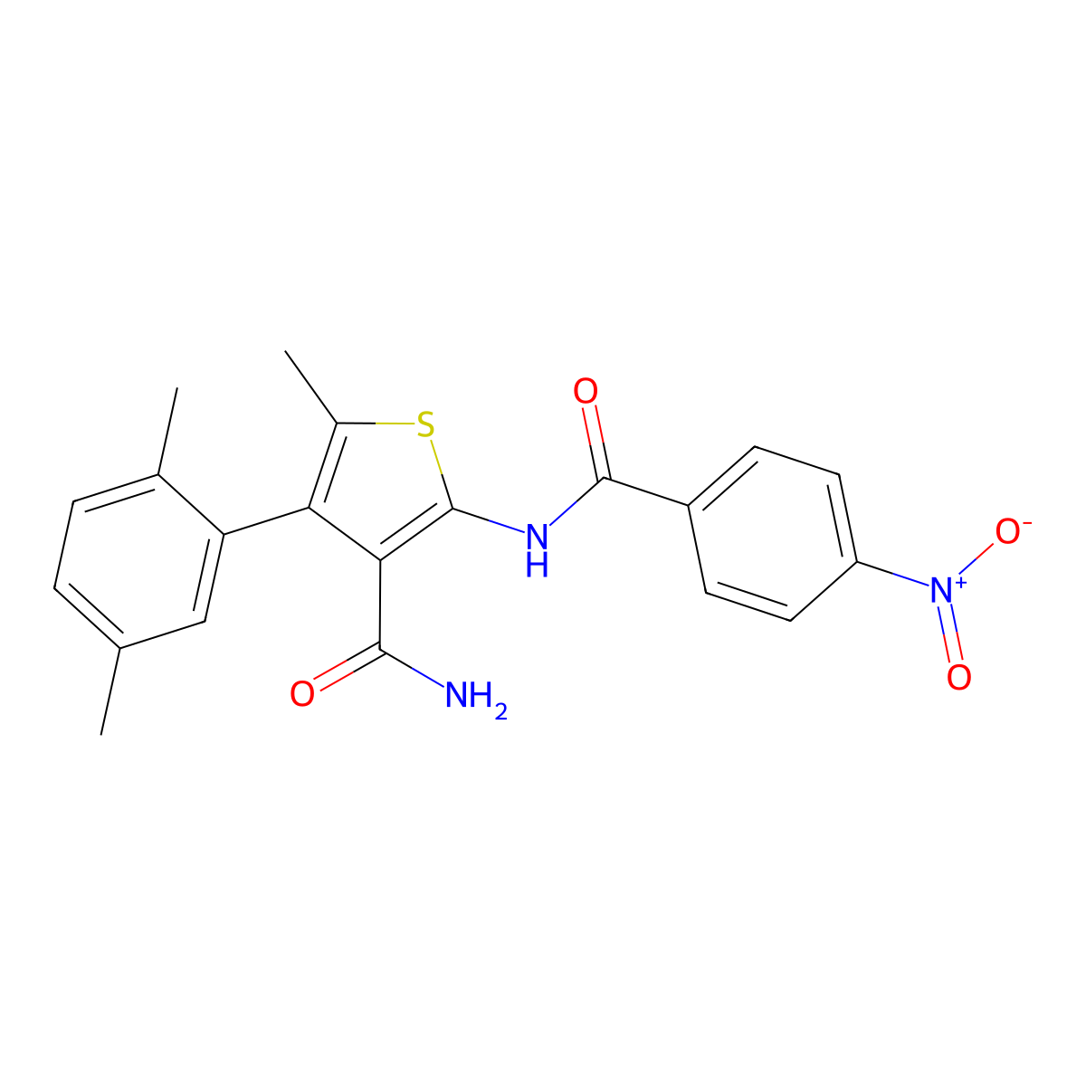 4-(2,5-Dimethylphenyl)-5-methyl-2-[(4-nitrobenzoyl)amino]thiophene-3-carboxamide molecular structure, CAS 438212-23-8