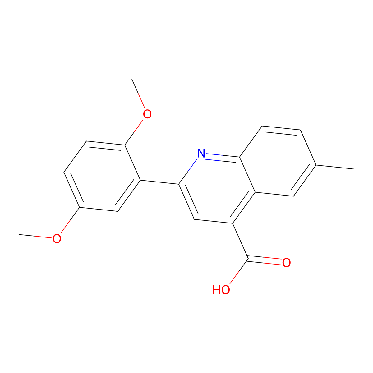 2-(2,5-Dimethoxyphenyl)-6-methylquinoline-4-carboxylic acid molecular structure, CAS 438212-28-3