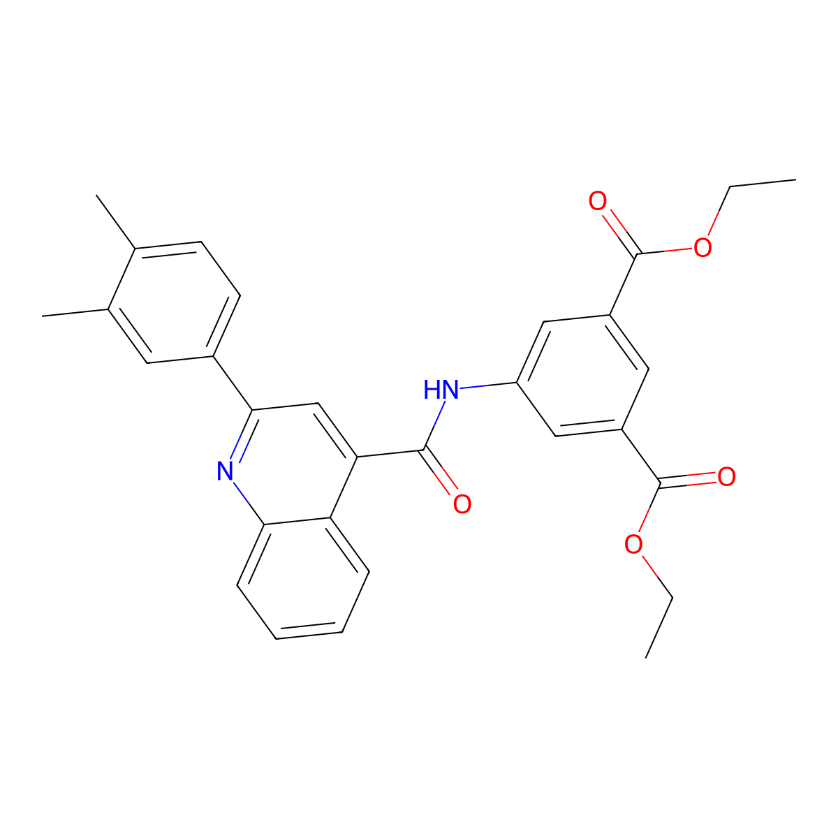 Diethyl 5-({[2-(3,4-dimethylphenyl)-4-quinolinyl]carbonyl}amino)isophthalate molecular structure, CAS 438212-51-2