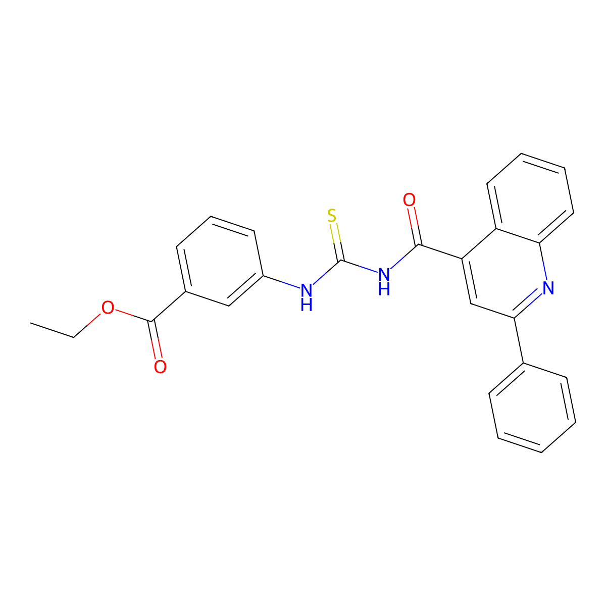 Ethyl 3-[(2-phenylquinoline-4-carbonyl)carbamothioylamino]benzoate molecular structure, CAS 438212-66-9