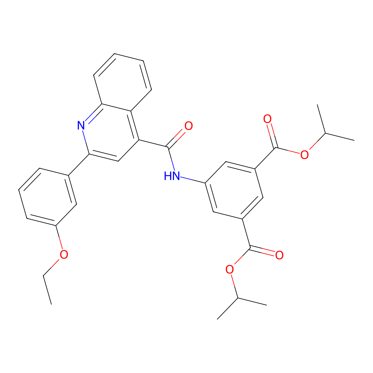 Diisopropyl 5-({[2-(3-ethoxyphenyl)-4-quinolinyl]carbonyl}amino)isophthalate molecular structure, CAS 438212-88-5