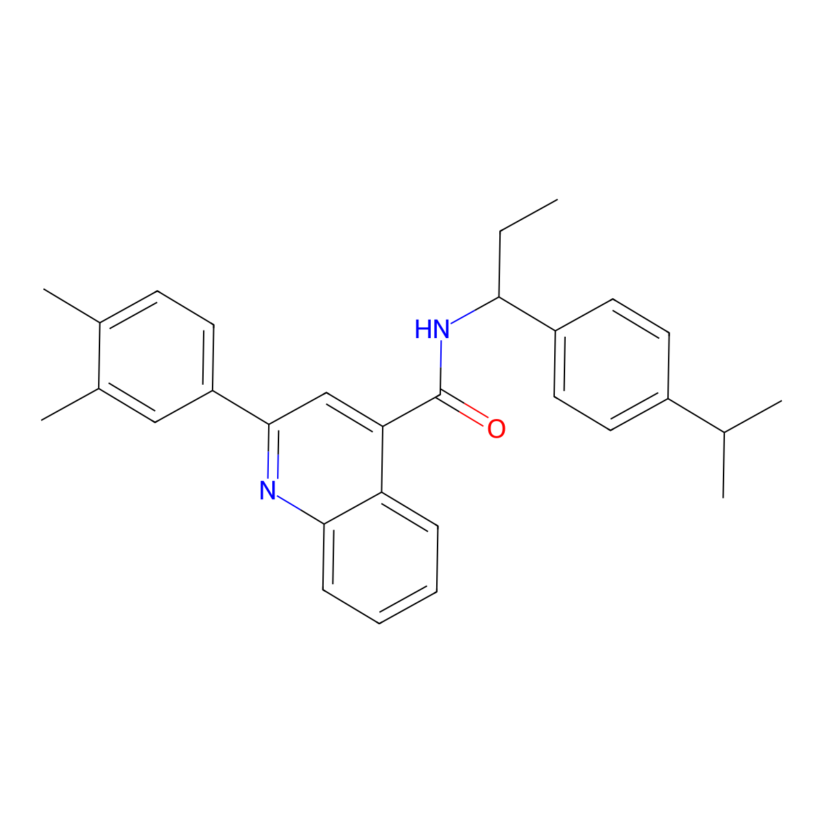 2-(3,4-dimethylphenyl)-N-[1-(4-isopropylphenyl)propyl]-4-quinolinecarboxamide molecular structure, CAS 438213-00-4