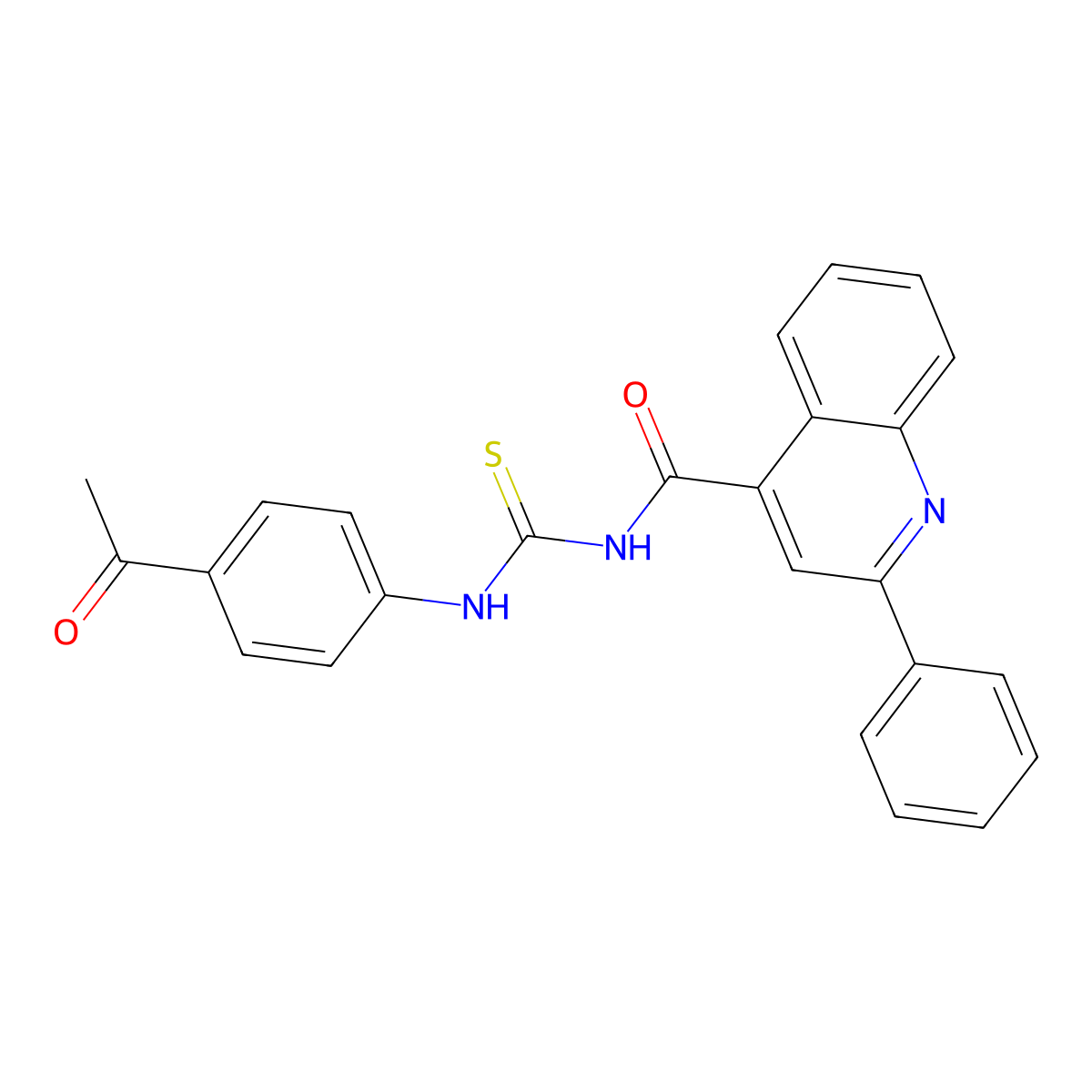 N-[(4-acetylphenyl)carbamothioyl]-2-phenylquinoline-4-carboxamide molecular structure, CAS 438213-10-6