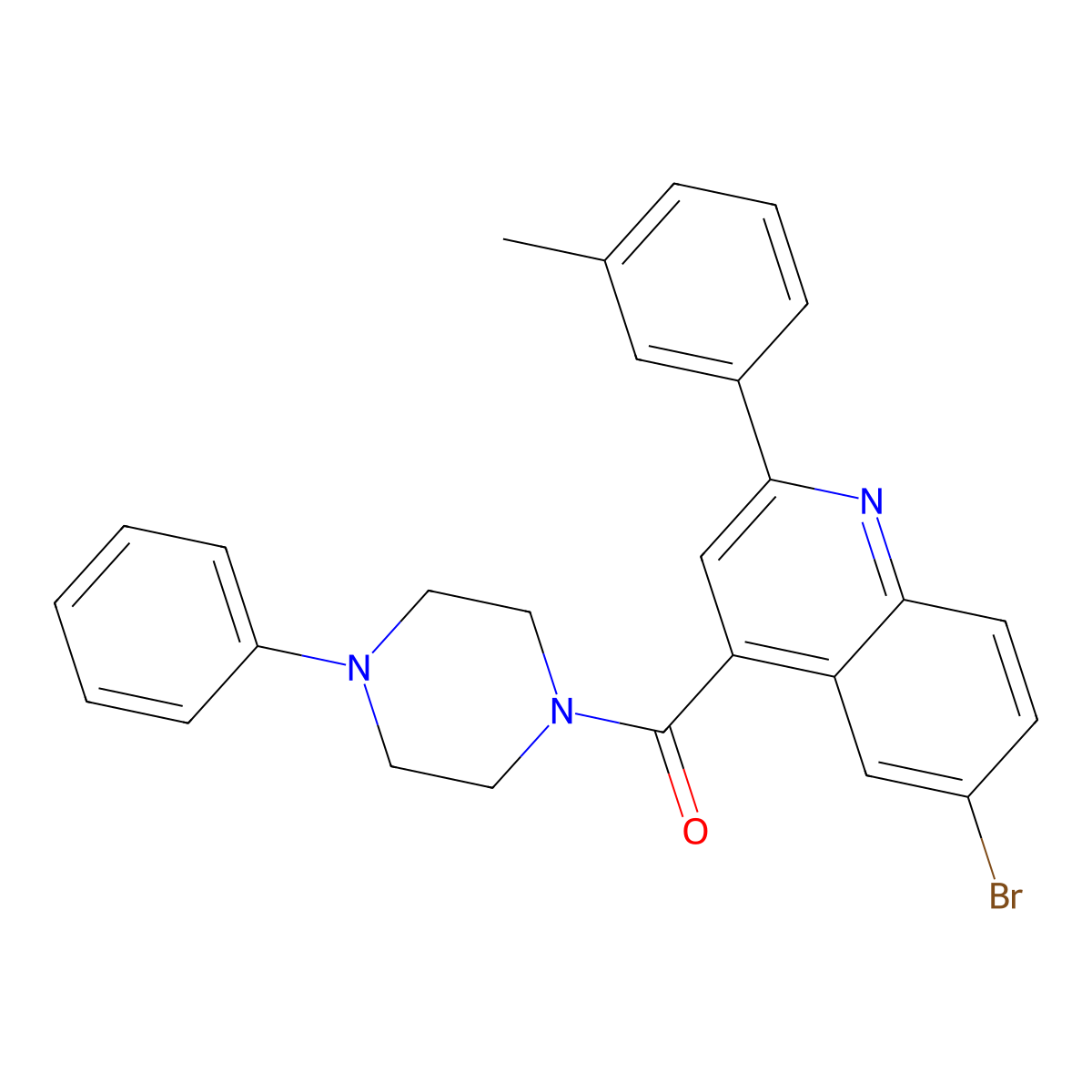 [6-Bromo-2-(3-methylphenyl)quinolin-4-yl]-(4-phenylpiperazin-1-yl)methanone molecular structure, CAS 438213-19-5