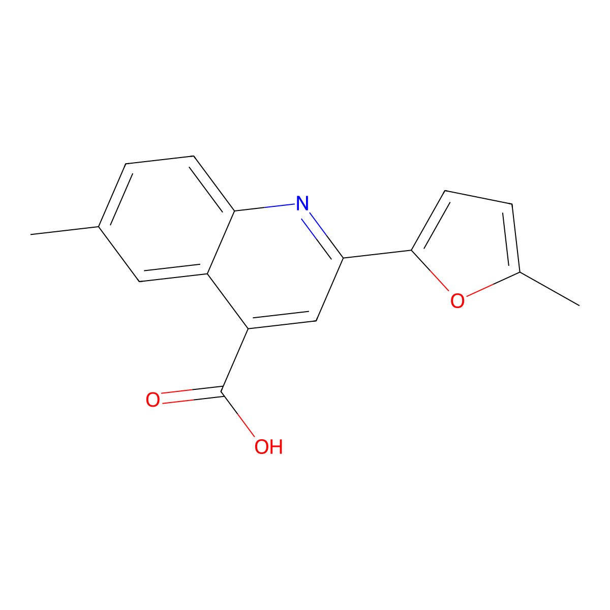 6-Methyl-2-(5-methyl-2-furyl)quinoline-4-carboxylic acid molecular structure, CAS 438213-21-9