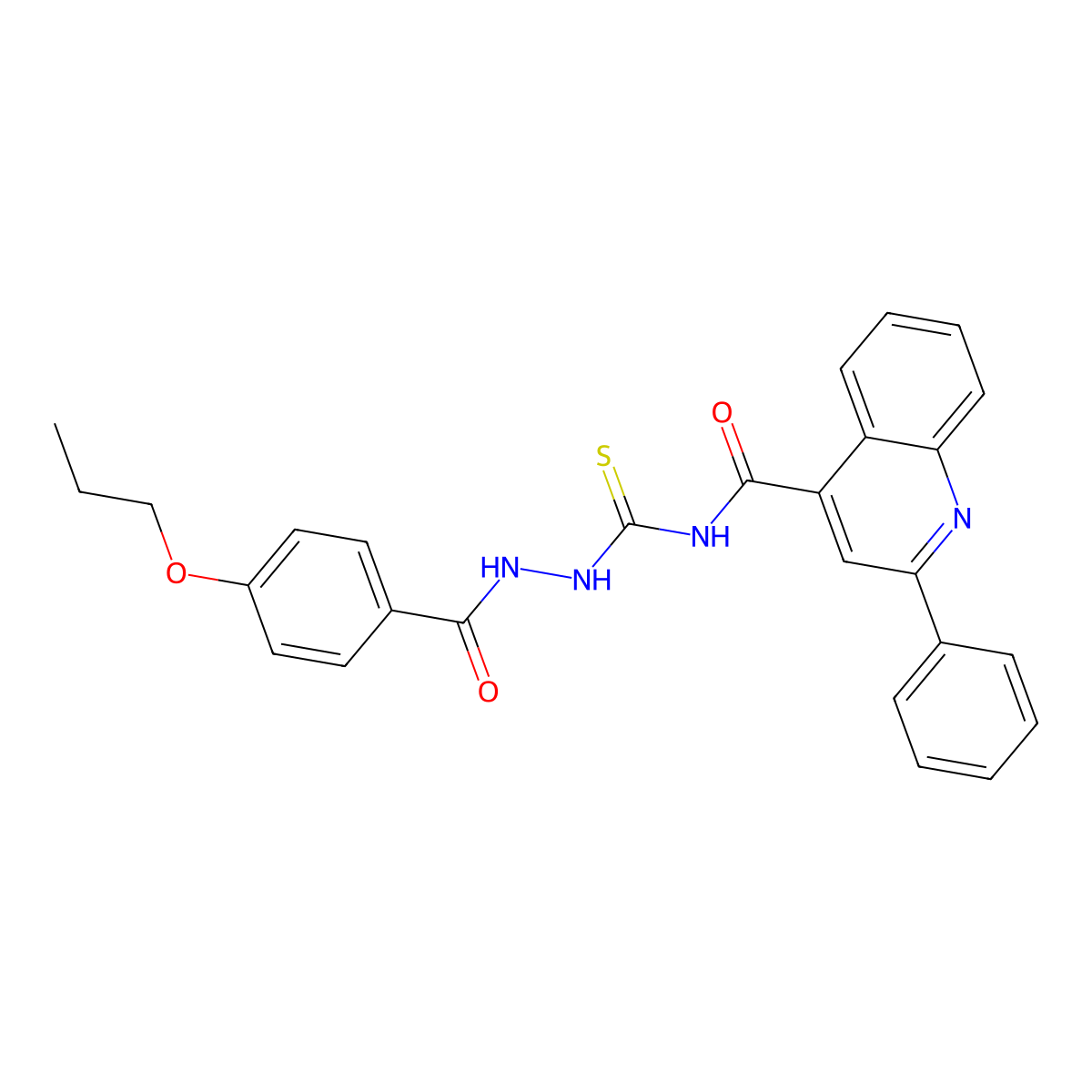 2-phenyl-N-{[2-(4-propoxybenzoyl)hydrazino]carbothioyl}-4-quinolinecarboxamide molecular structure, CAS 438213-22-0