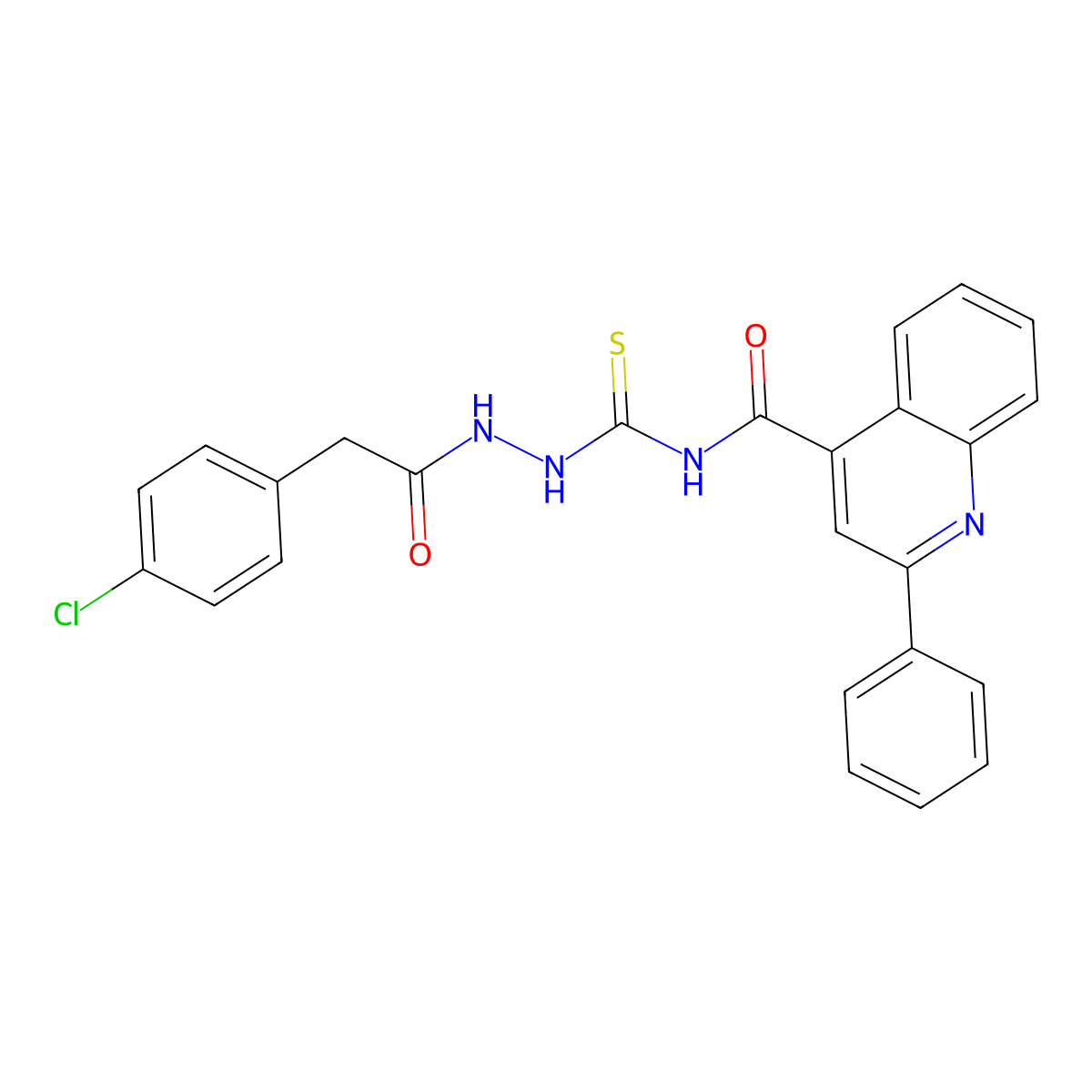 N-[[[2-(4-chlorophenyl)acetyl]amino]carbamothioyl]-2-phenylquinoline-4-carboxamide molecular structure, CAS 438213-53-7