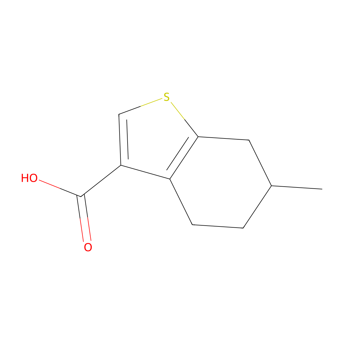 6-Methyl-4,5,6,7-tetrahydro-1-benzothiophene-3-carboxylic acid molecular structure, CAS 438213-69-5