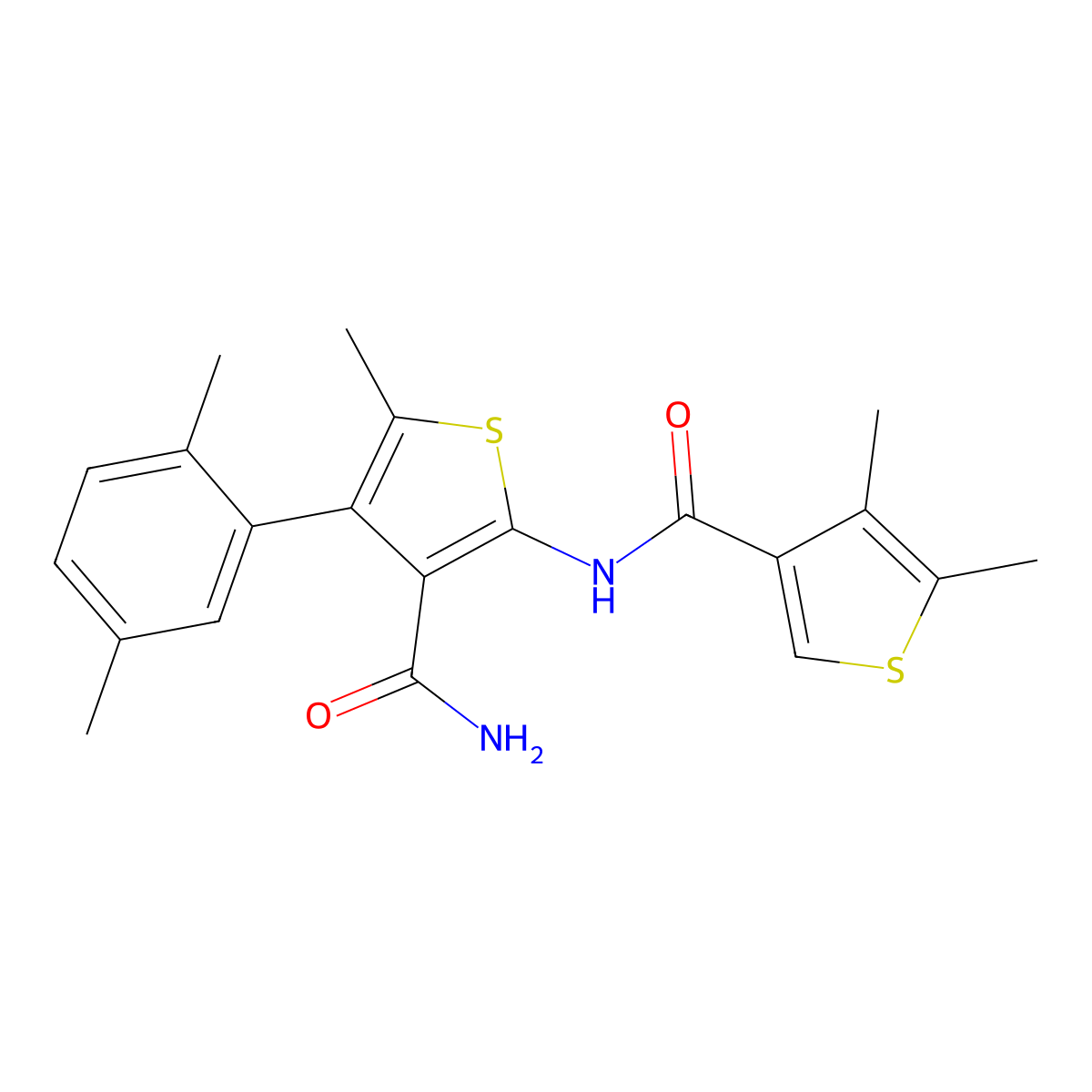 4-(2,5-Dimethylphenyl)-2-[(4,5-dimethylthiophene-3-carbonyl)amino]-5-methylthiophene-3-carboxamide molecular structure, CAS 438213-70-8