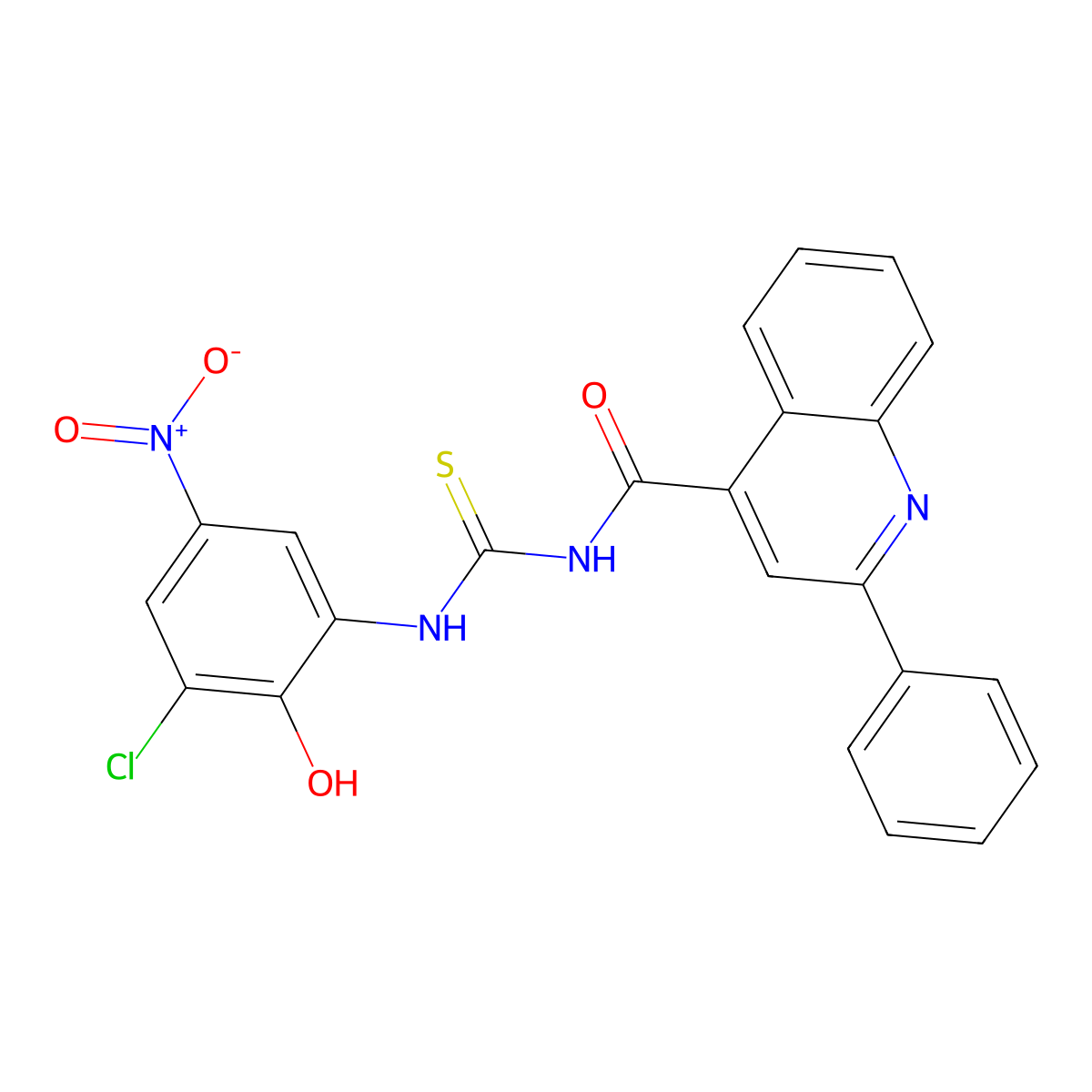 N-[(3-chloro-2-hydroxy-5-nitrophenyl)carbamothioyl]-2-phenylquinoline-4-carboxamide molecular structure, CAS 438213-72-0