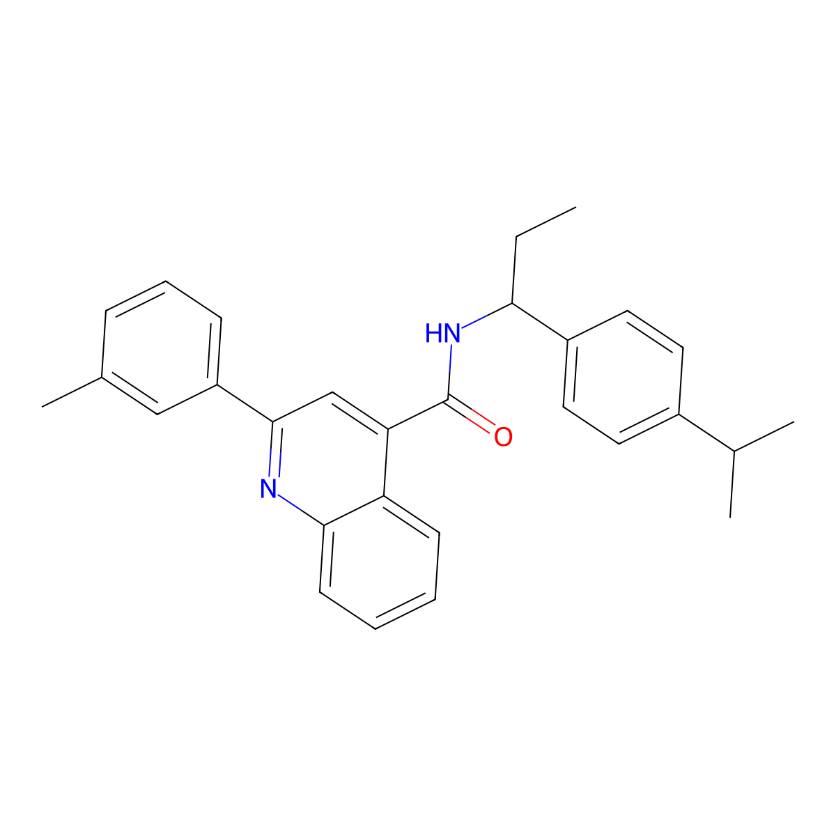 2-(3-methylphenyl)-N-[1-(4-propan-2-ylphenyl)propyl]quinoline-4-carboxamide molecular structure, CAS 438213-88-8