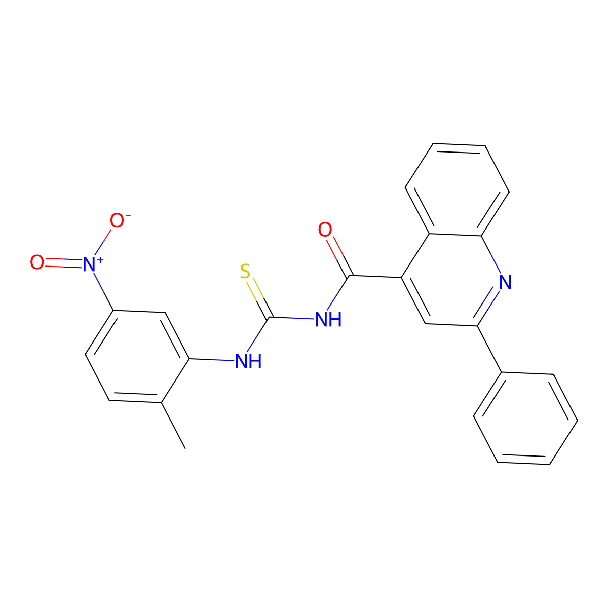 N-[(2-methyl-5-nitrophenyl)carbamothioyl]-2-phenylquinoline-4-carboxamide molecular structure, CAS 438213-98-0
