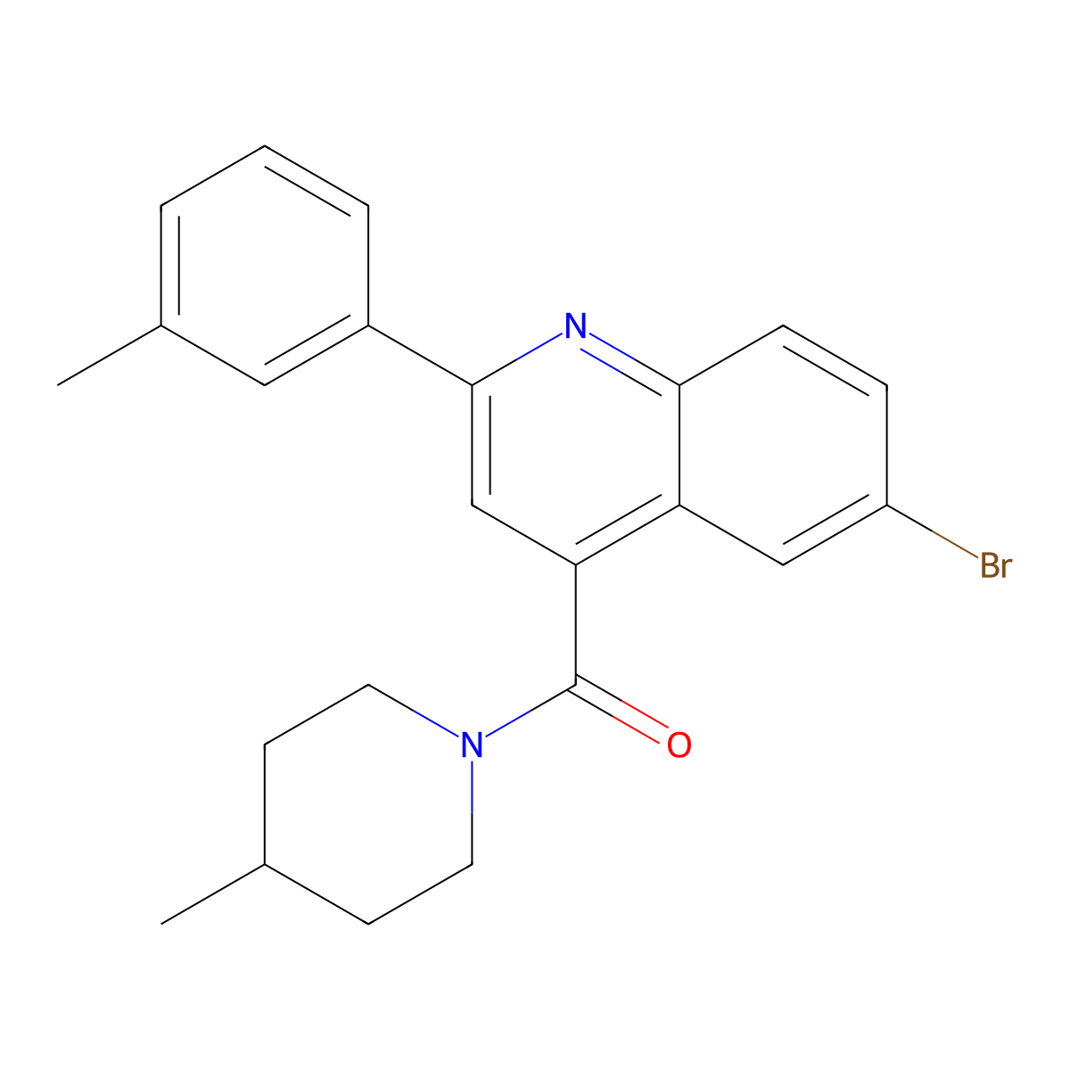 [6-Bromo-2-(3-methylphenyl)quinolin-4-yl]-(4-methylpiperidin-1-yl)methanone molecular structure, CAS 438214-01-8