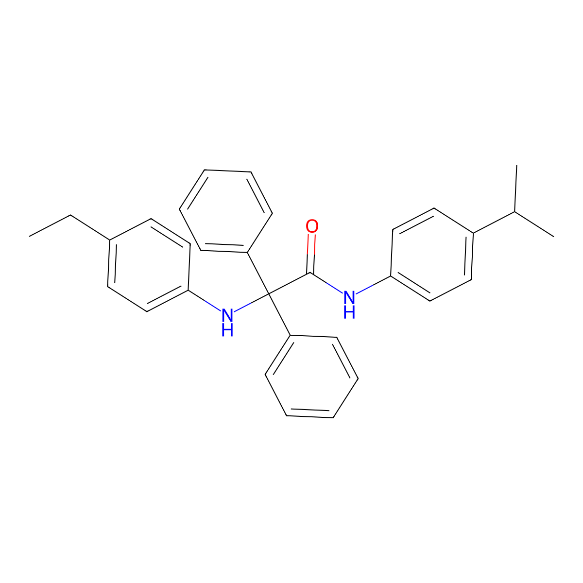 2-(4-ethylanilino)-2,2-diphenyl-N-(4-propan-2-ylphenyl)acetamide molecular structure, CAS 438214-04-1