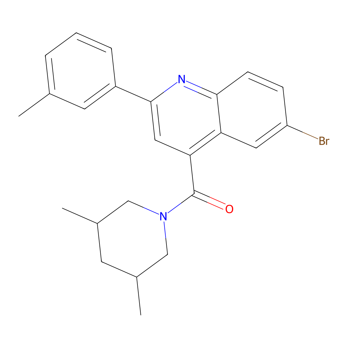 [6-Bromo-2-(3-methylphenyl)quinolin-4-yl]-(3,5-dimethylpiperidin-1-yl)methanone molecular structure, CAS 438214-37-0