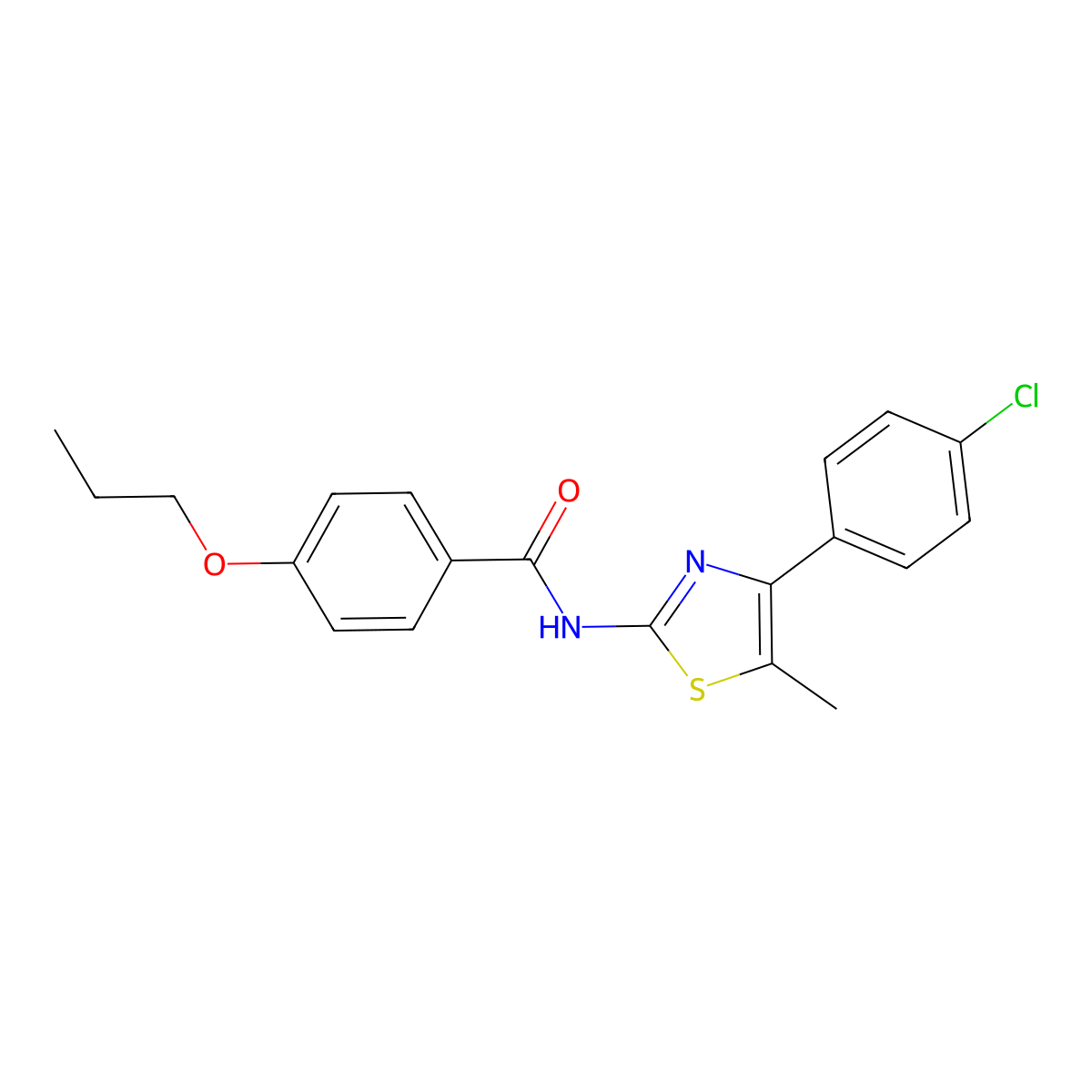 N-[4-(4-chlorophenyl)-5-methyl-1,3-thiazol-2-yl]-4-propoxybenzamide molecular structure, CAS 438214-54-1