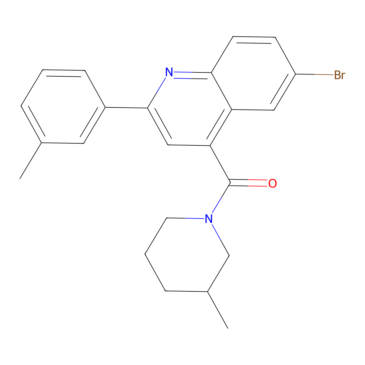 [6-Bromo-2-(3-methylphenyl)quinolin-4-yl]-(3-methylpiperidin-1-yl)methanone molecular structure, CAS 438214-73-4