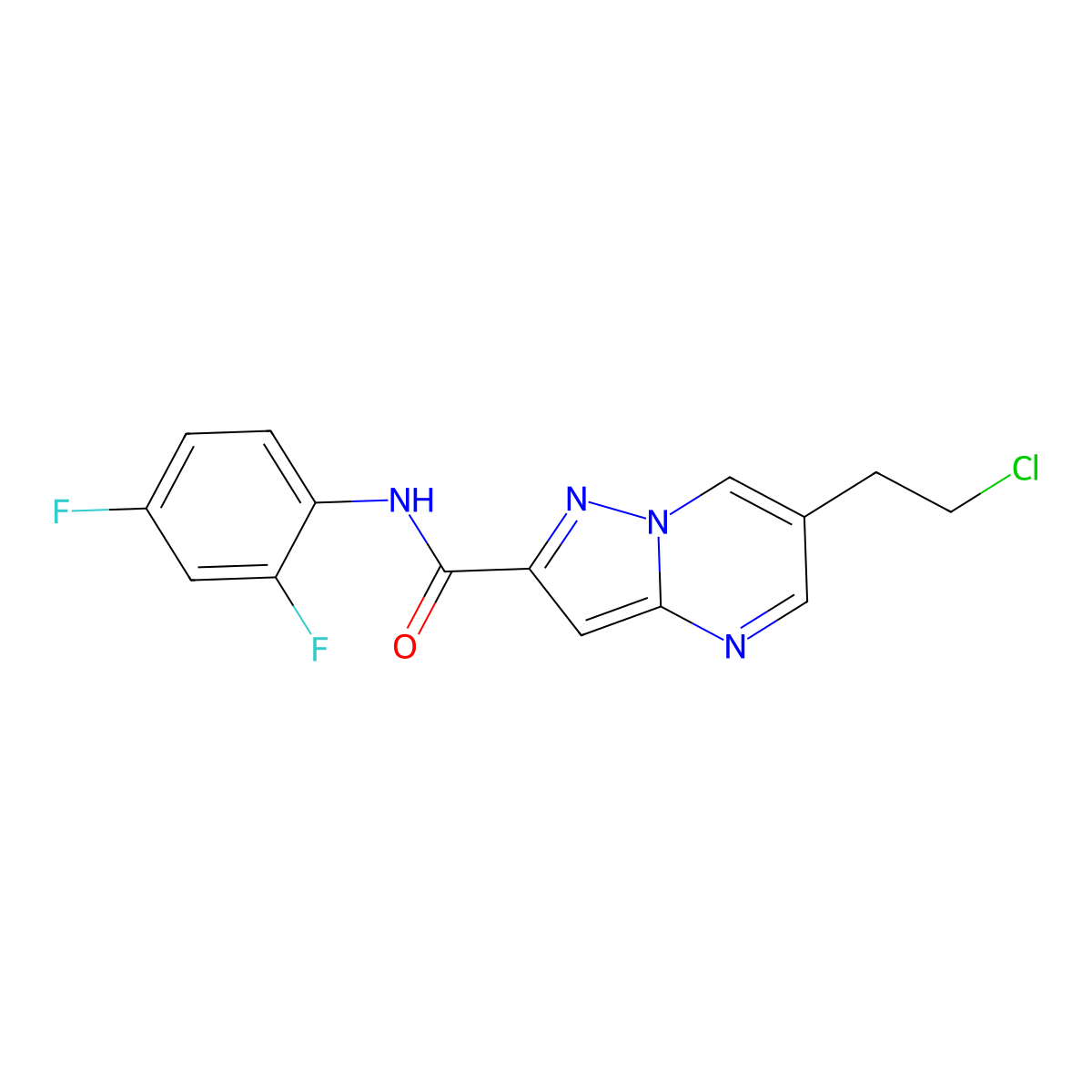 6-(2-chloroethyl)-N-(2,4-difluorophenyl)pyrazolo[1,5-a]pyrimidine-2-carboxamide molecular structure, CAS 438215-10-2