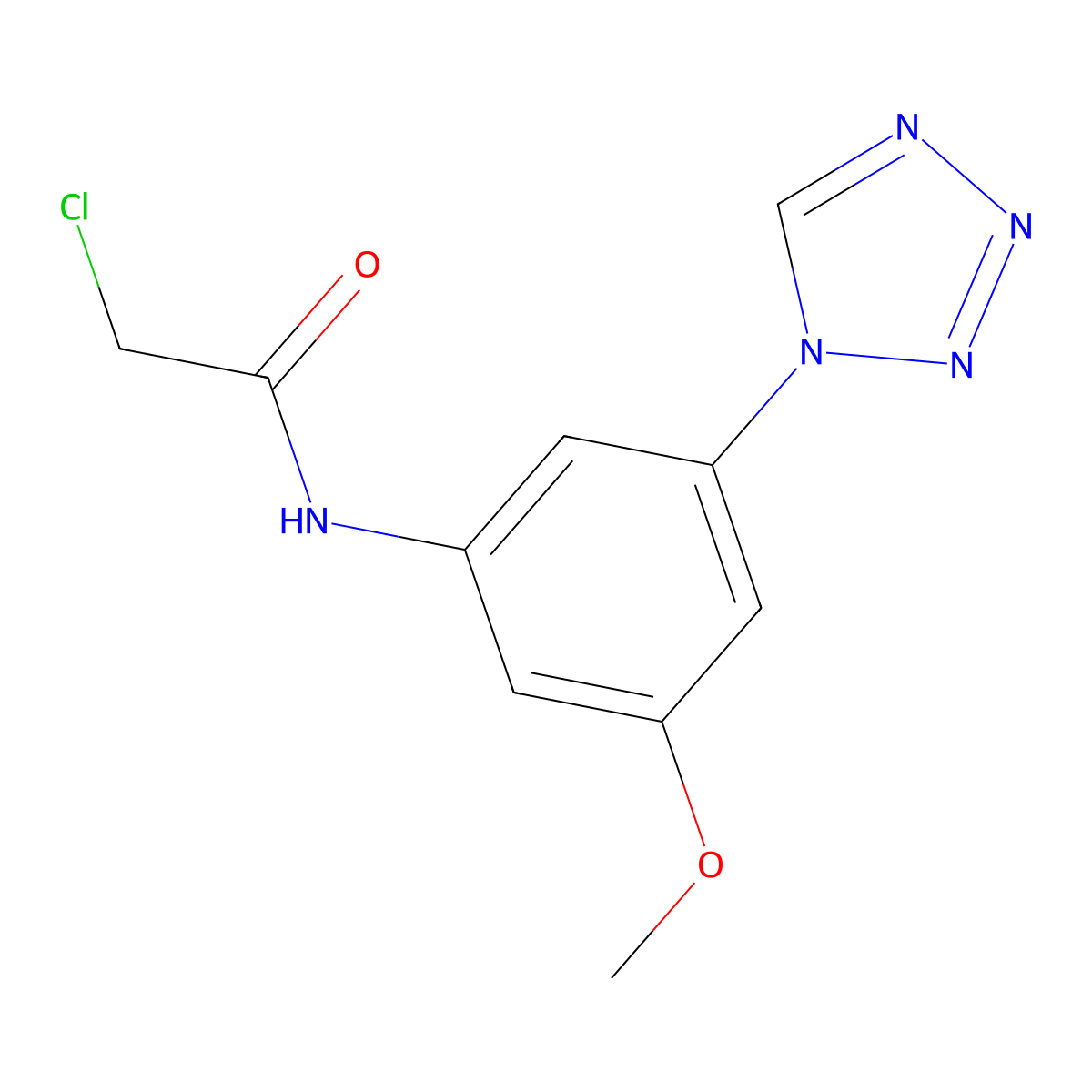 2-chloro-N-[3-methoxy-5-(tetrazol-1-yl)phenyl]acetamide molecular structure, CAS 438215-28-2