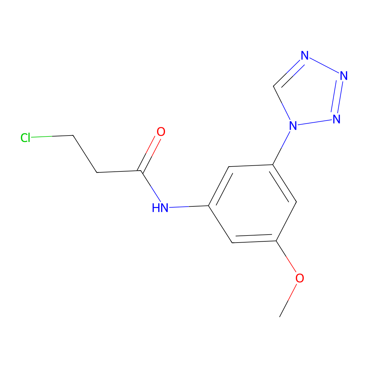 3-chloro-N-[3-methoxy-5-(1H-tetraazol-1-yl)phenyl]propanamide molecular structure, CAS 438215-31-7